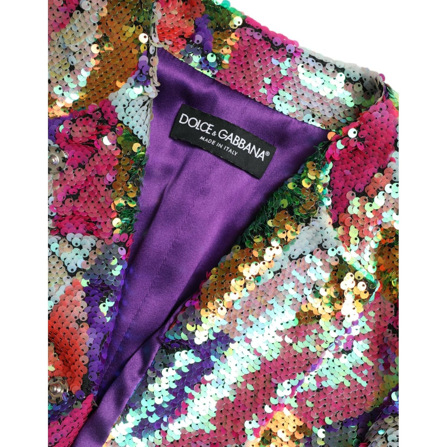 Dolce & Gabbana Multicolor Sequined Long Jacket Dolce & Gabbana Dim Gray