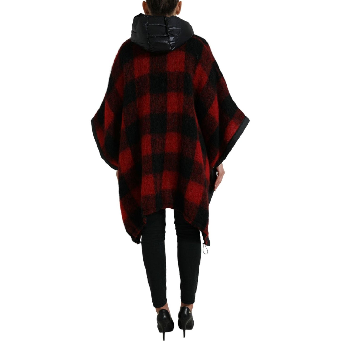 Dolce & Gabbana Elegant Buffalo Check Poncho Jacket Dolce & Gabbana Black