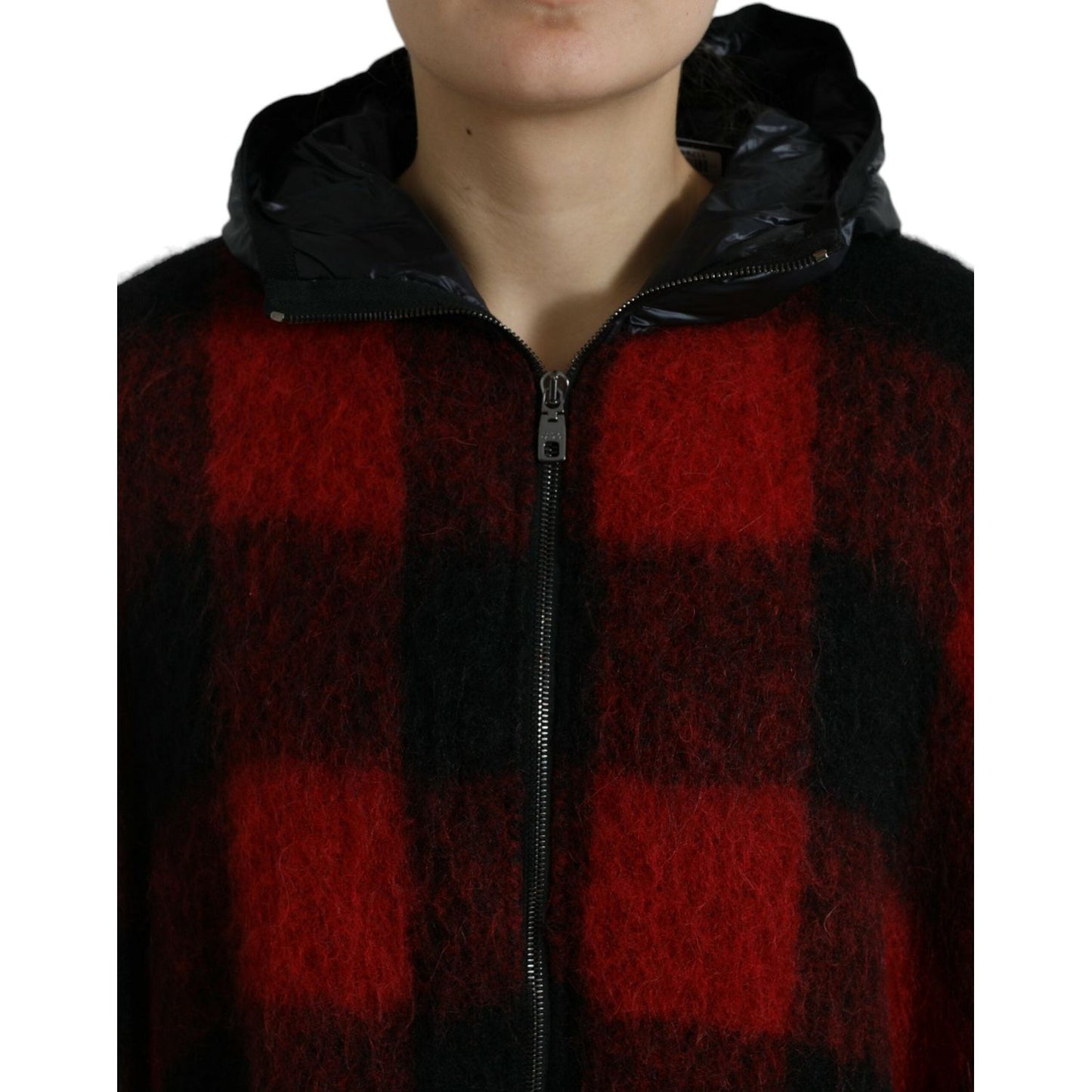 Dolce & Gabbana Elegant Buffalo Check Poncho Jacket Dolce & Gabbana Black