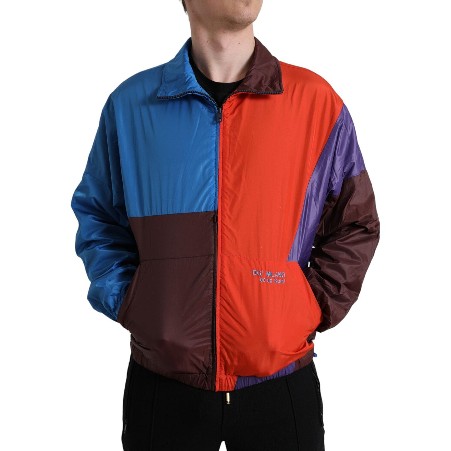 Dolce & Gabbana Multicolor Techno Fabric Windbreaker Jacket Dolce & Gabbana Chocolate