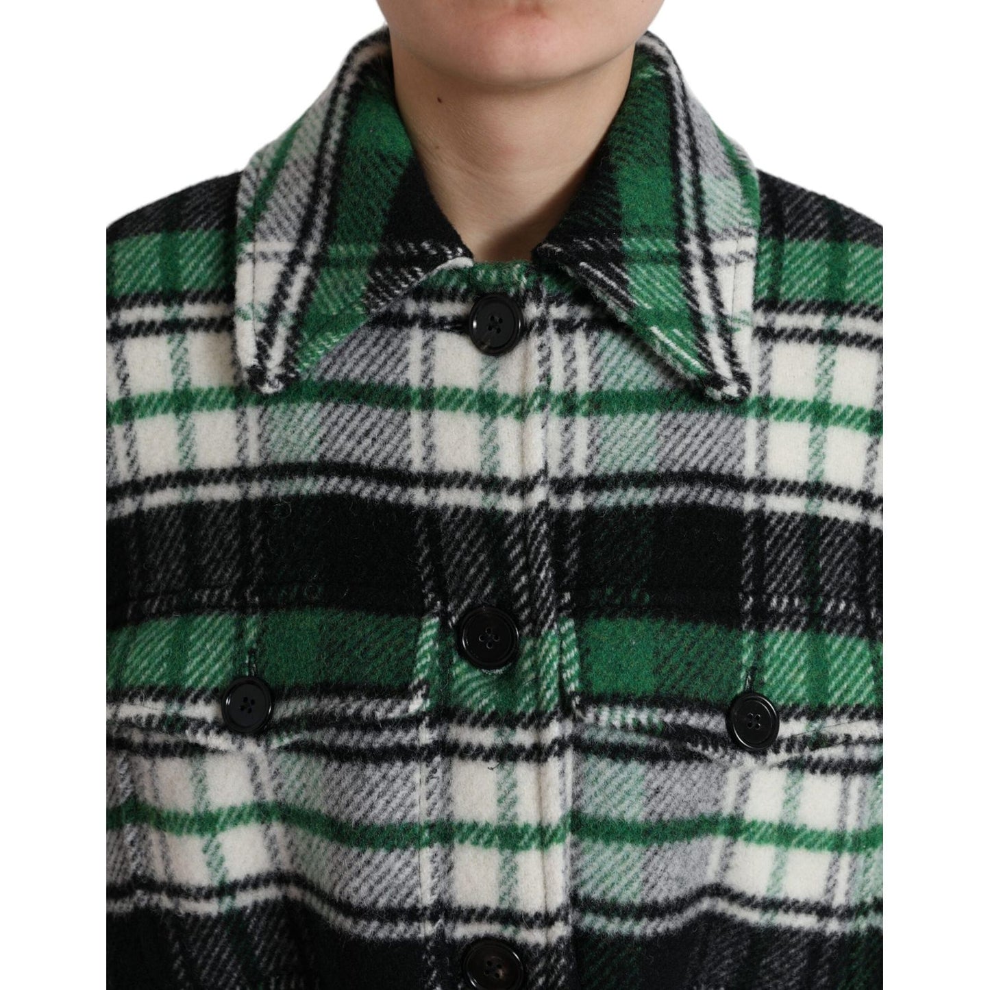 Dolce & Gabbana Elegant Green Plaid Long Coat Dolce & Gabbana Dark Slate Gray