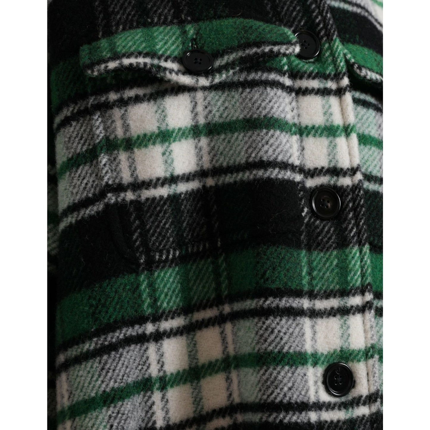 Dolce & Gabbana Elegant Green Plaid Long Coat Dolce & Gabbana Black