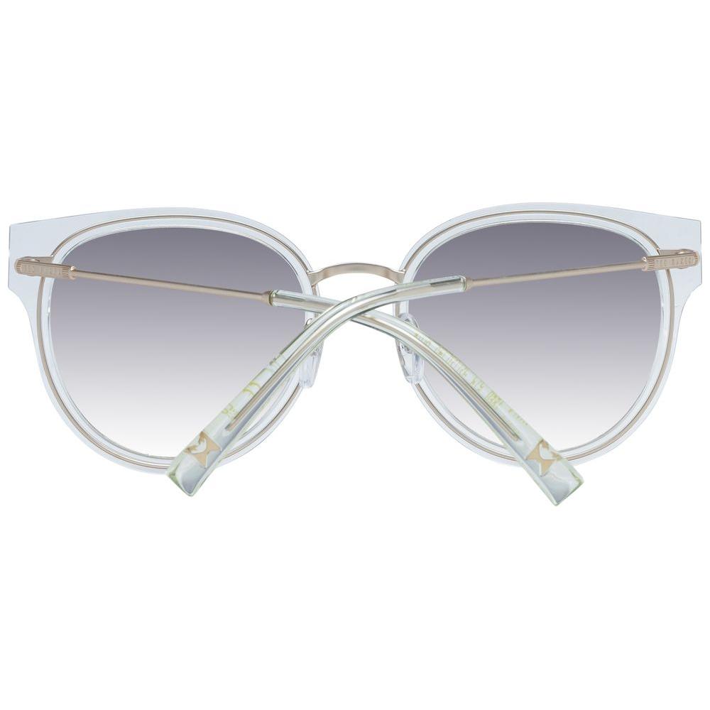 Ted Baker transparent women's sunglasses with multicolor gradient lenses and full-rim polycarbonate frame, includes branded case.