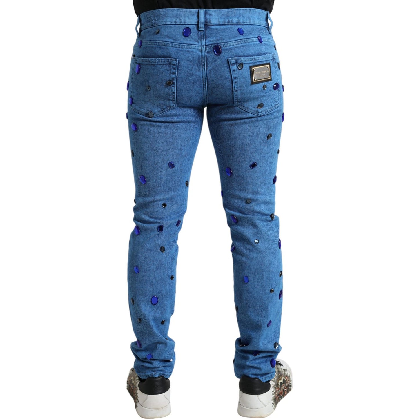 Dolce & Gabbana Crystal Embellished Skinny Denim Jeans Dolce & Gabbana Dark Slate Blue