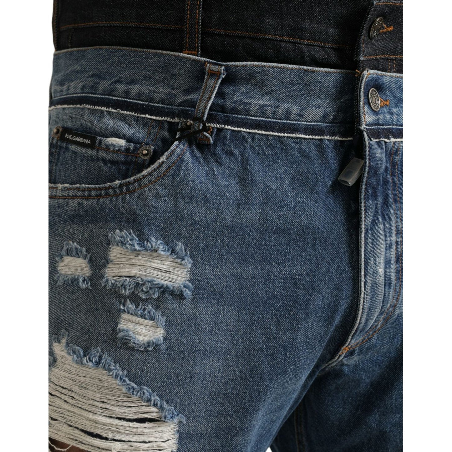 Dolce & Gabbana Chic Skinny Tattered Denim Jeans Dolce & Gabbana Dark Slate Gray