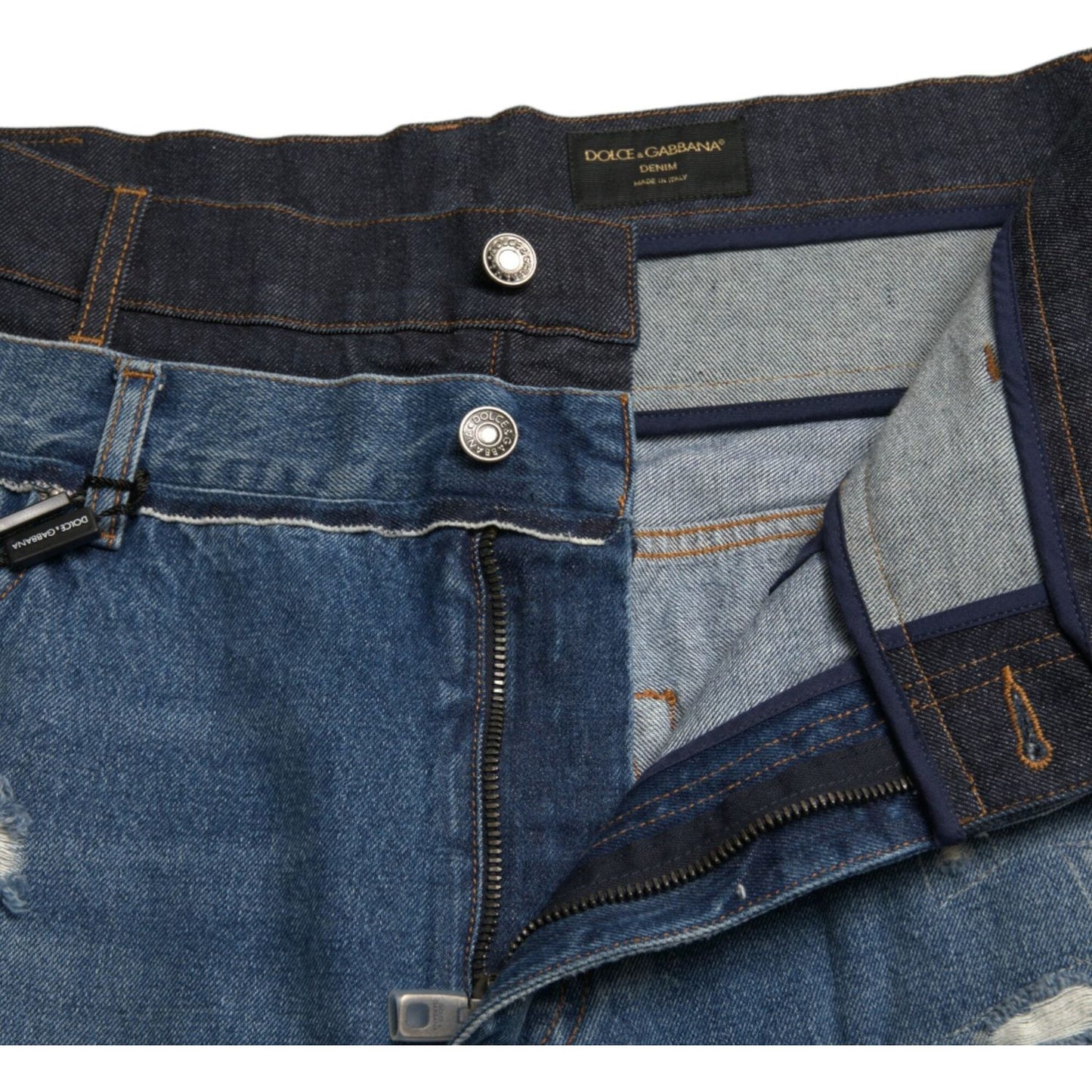 Dolce & Gabbana Chic Skinny Tattered Denim Jeans Dolce & Gabbana Dark Slate Gray
