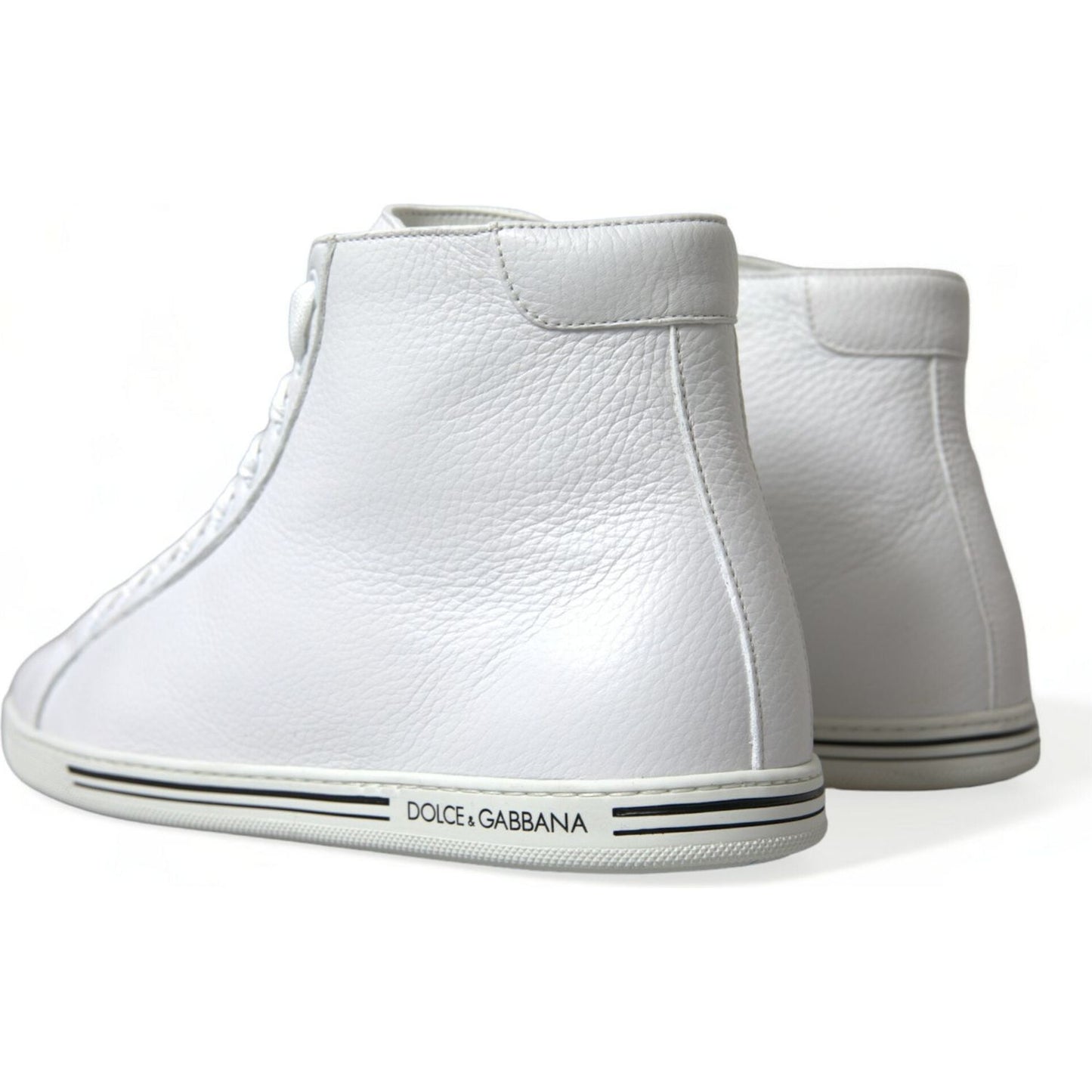 Dolce & Gabbana Elegant White Leather High Top Sneakers Dolce & Gabbana Light Gray