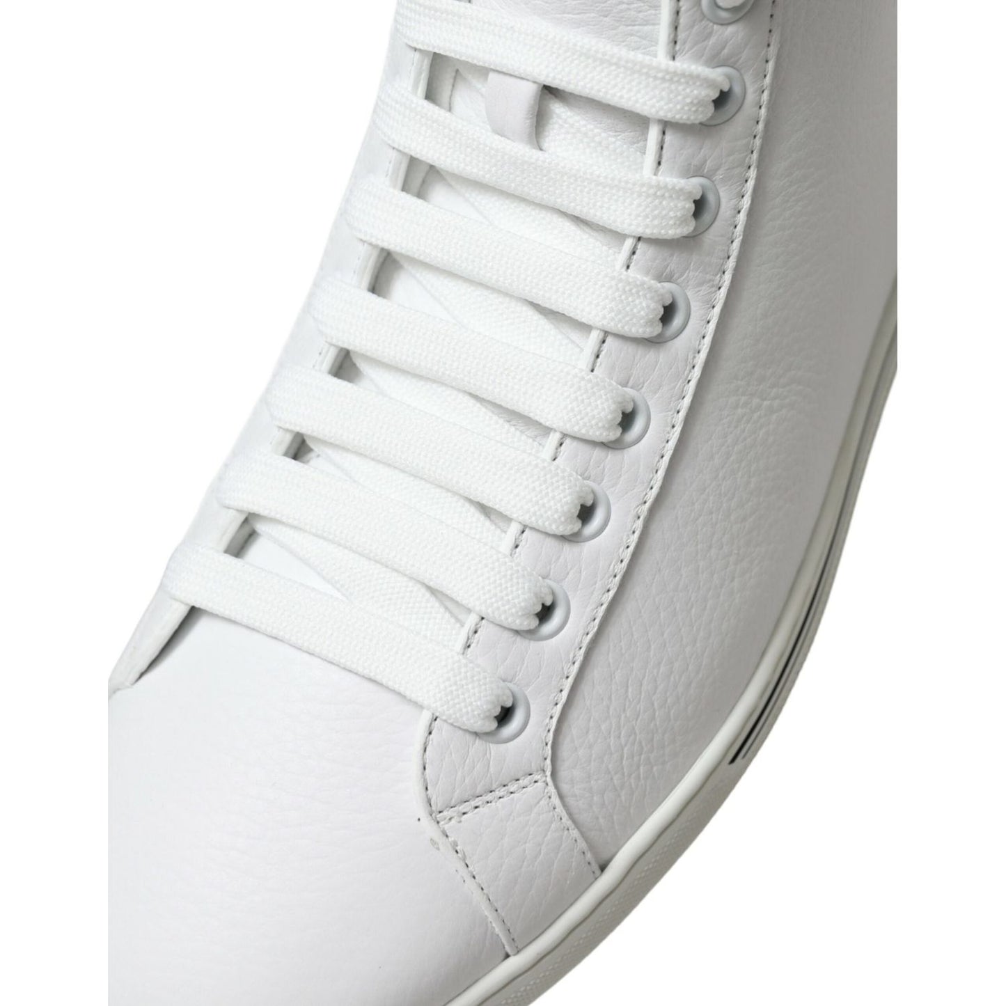 Dolce & Gabbana Elegant White Leather High Top Sneakers Dolce & Gabbana Light Gray