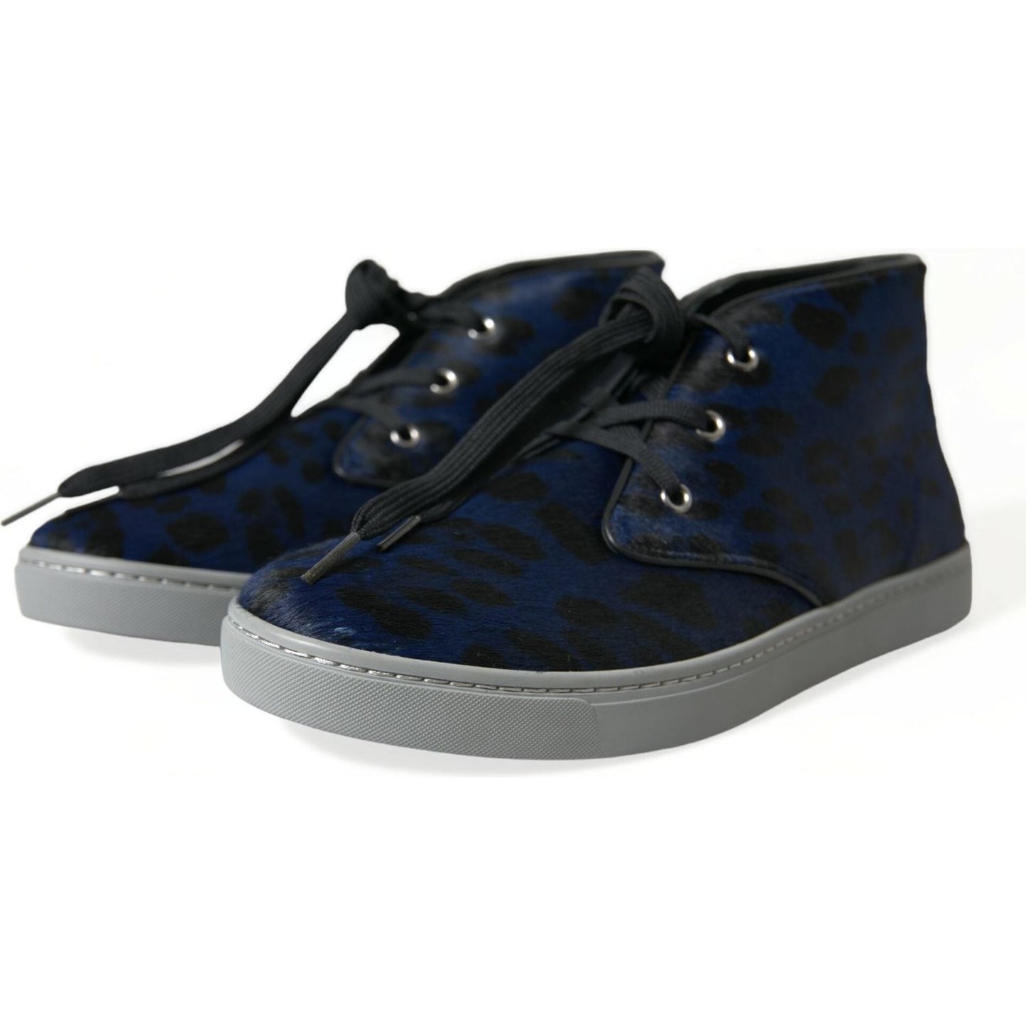 Dolce & Gabbana Chic Blue Leopard Print Mid-Top Sneakers Dolce & Gabbana Black