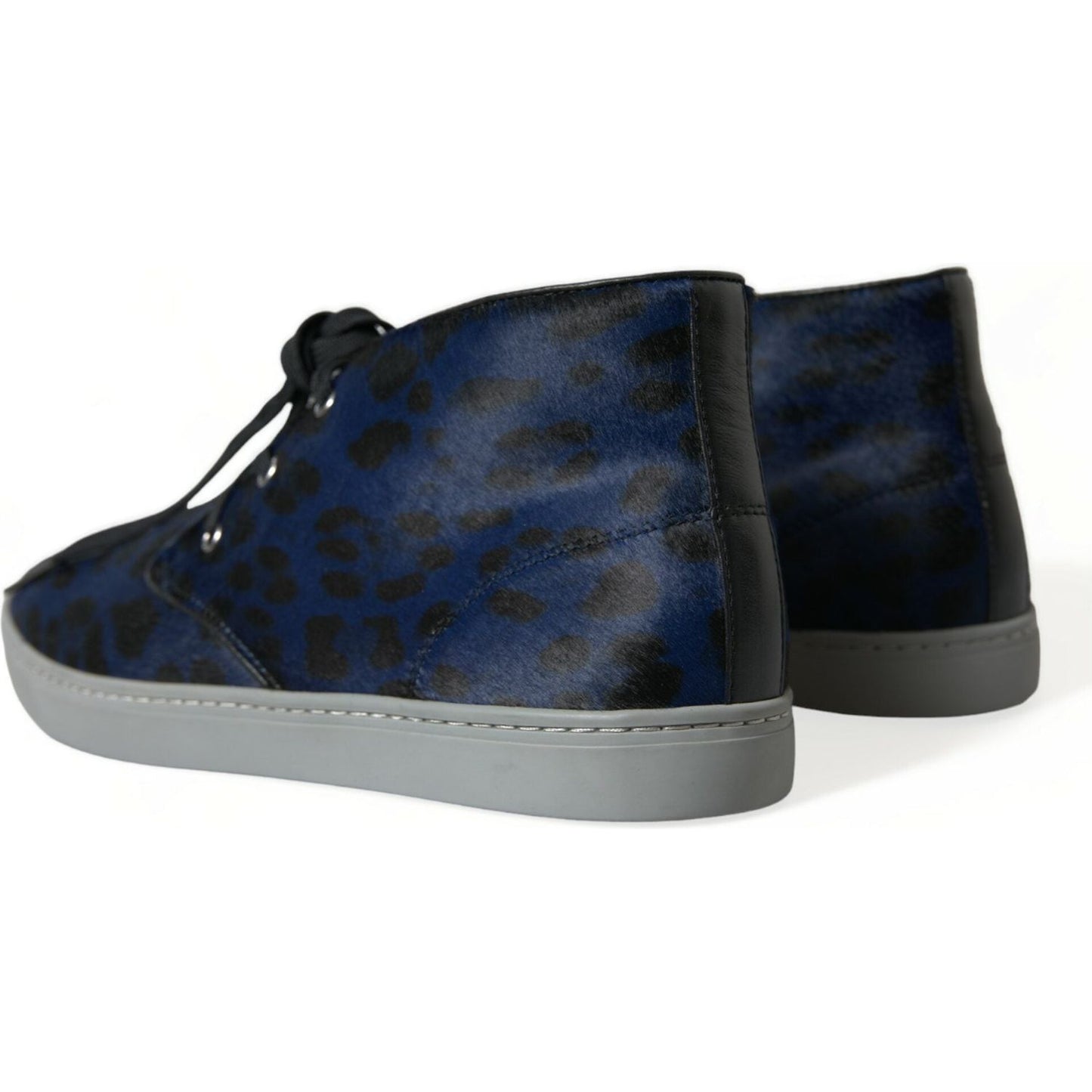 Dolce & Gabbana Chic Blue Leopard Print Mid-Top Sneakers Dolce & Gabbana Light Gray