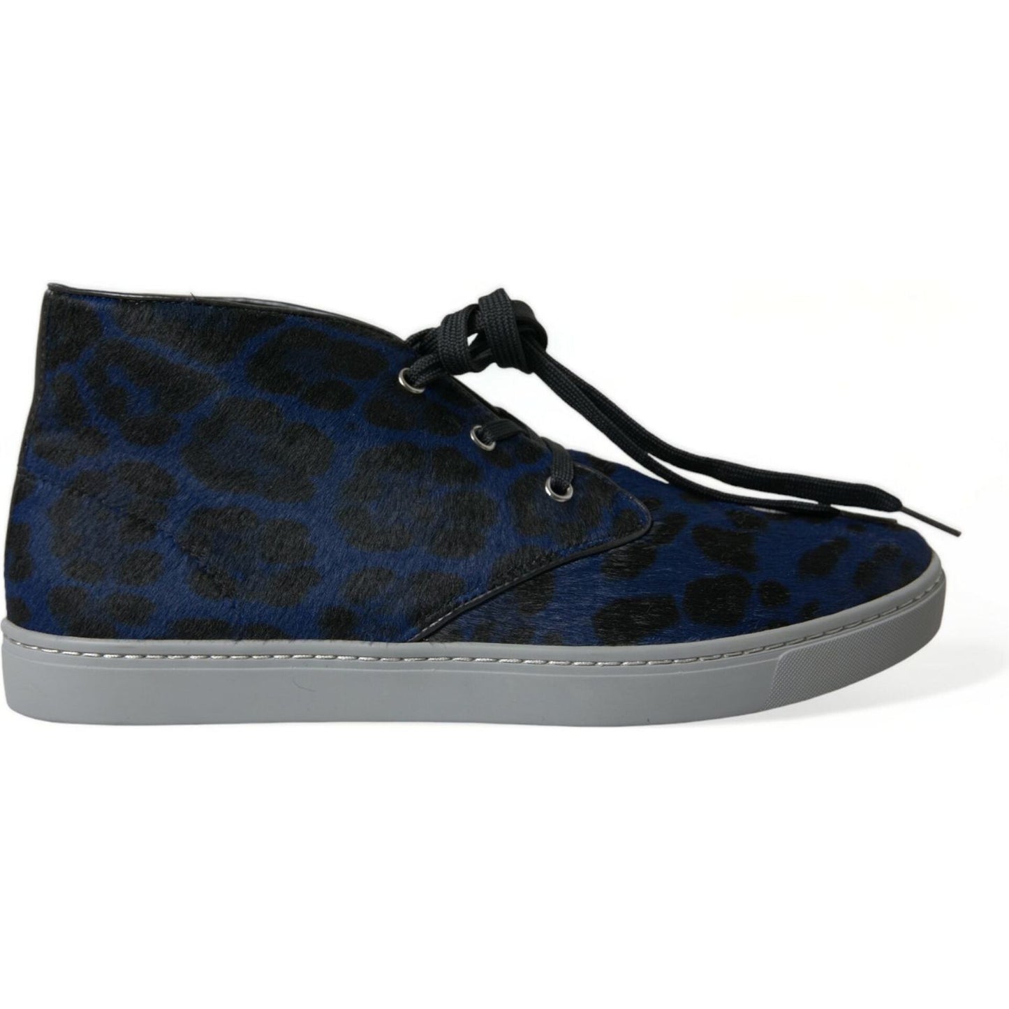 Dolce & Gabbana Chic Blue Leopard Print Mid-Top Sneakers Dolce & Gabbana Black