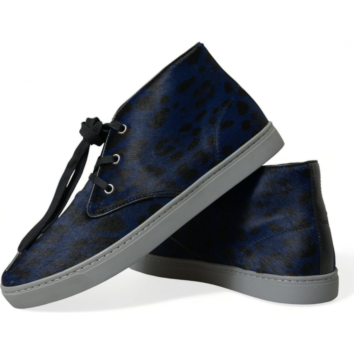 Dolce & Gabbana Chic Blue Leopard Print Mid-Top Sneakers Dolce & Gabbana Dark Slate Gray