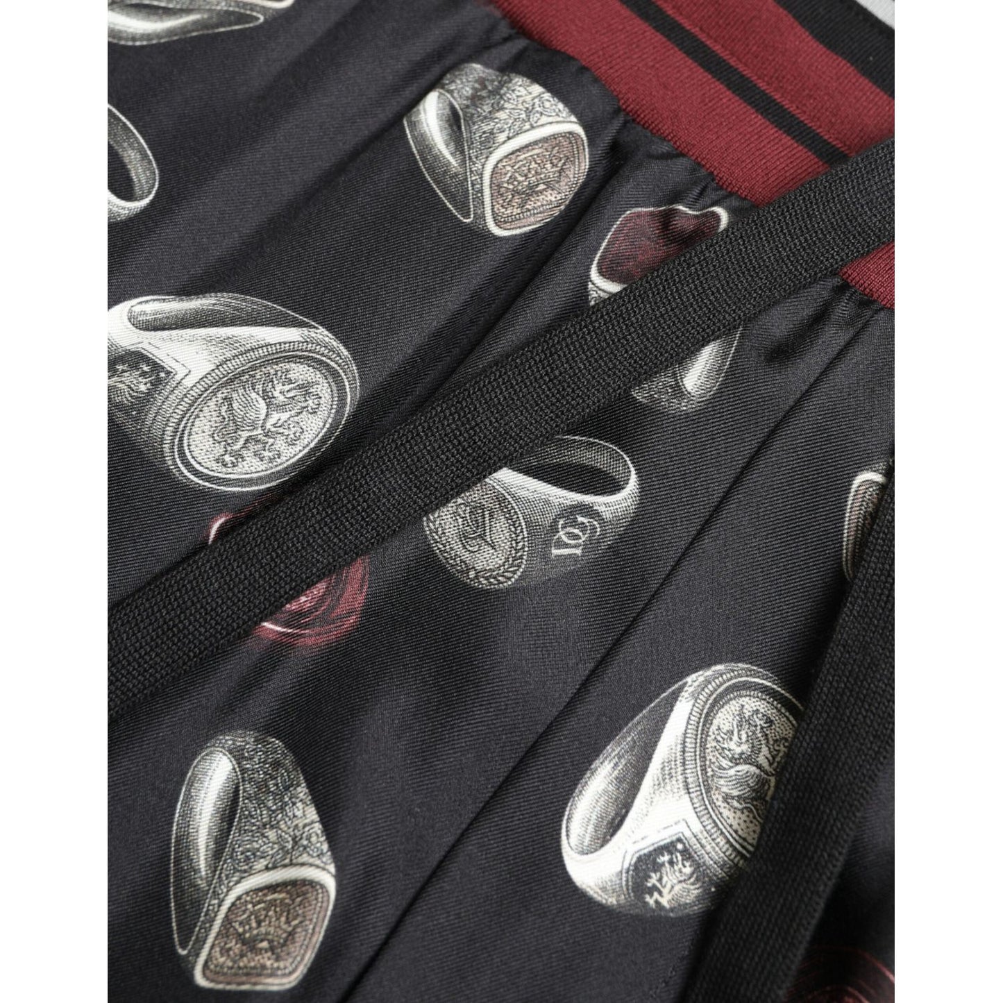 Dolce & Gabbana Elegant Silk Jogging Trousers with Ring Print Dolce & Gabbana Dark Slate Gray