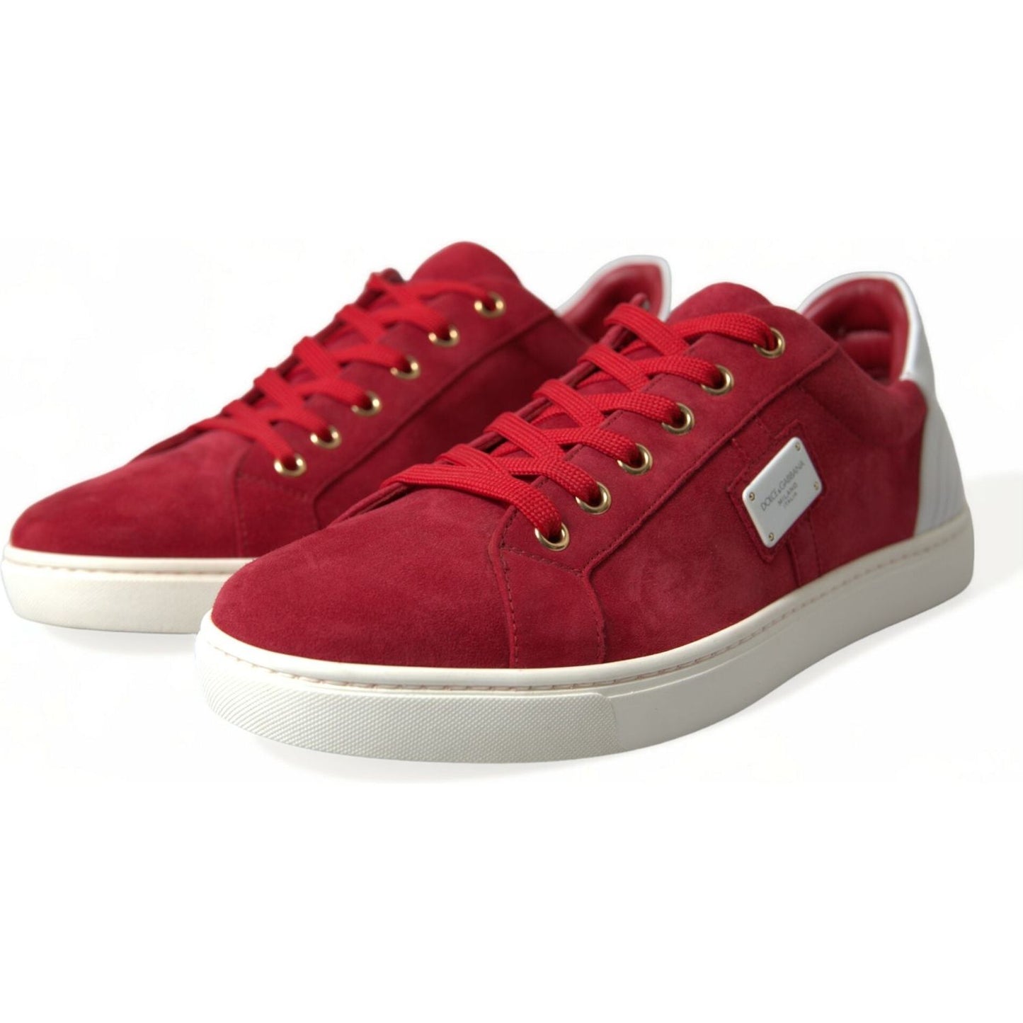 Dolce & Gabbana Elegant Red & White Low Top Sneakers Dolce & Gabbana Light Gray