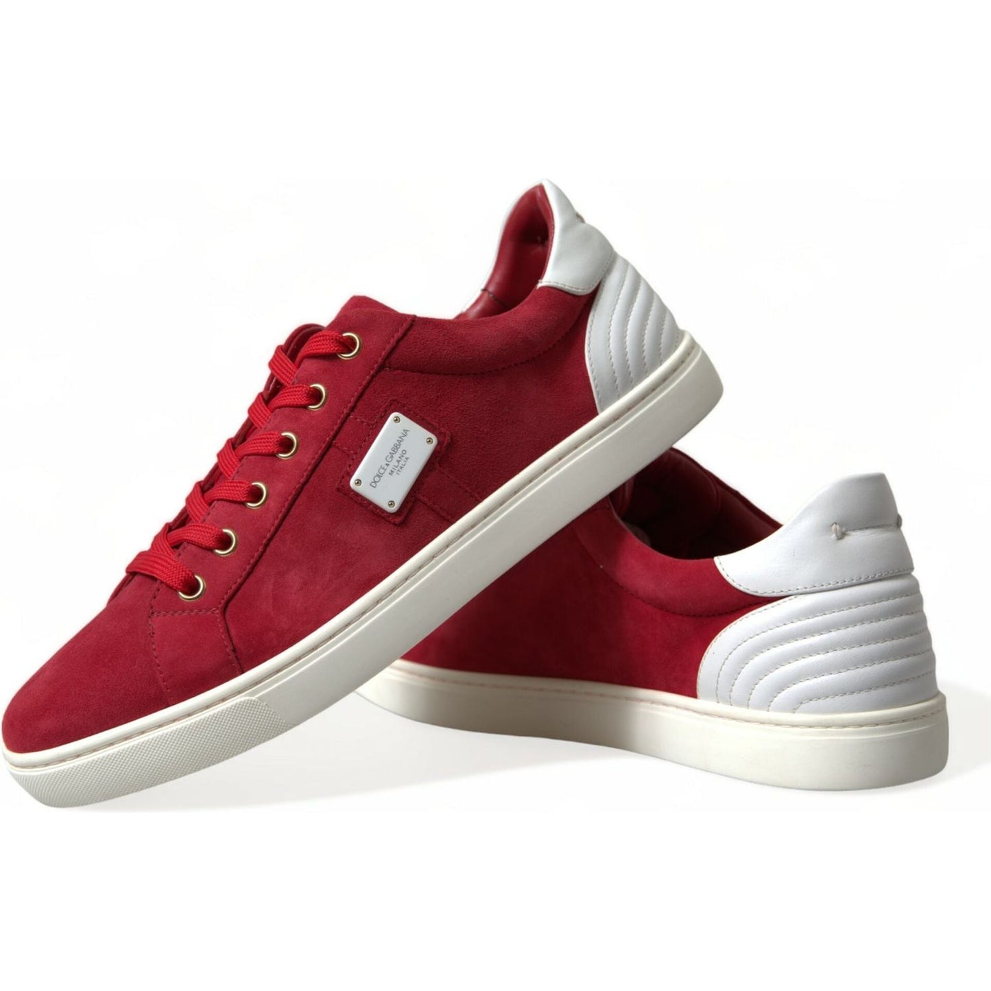 Dolce & Gabbana Elegant Red & White Low Top Sneakers Dolce & Gabbana Light Gray