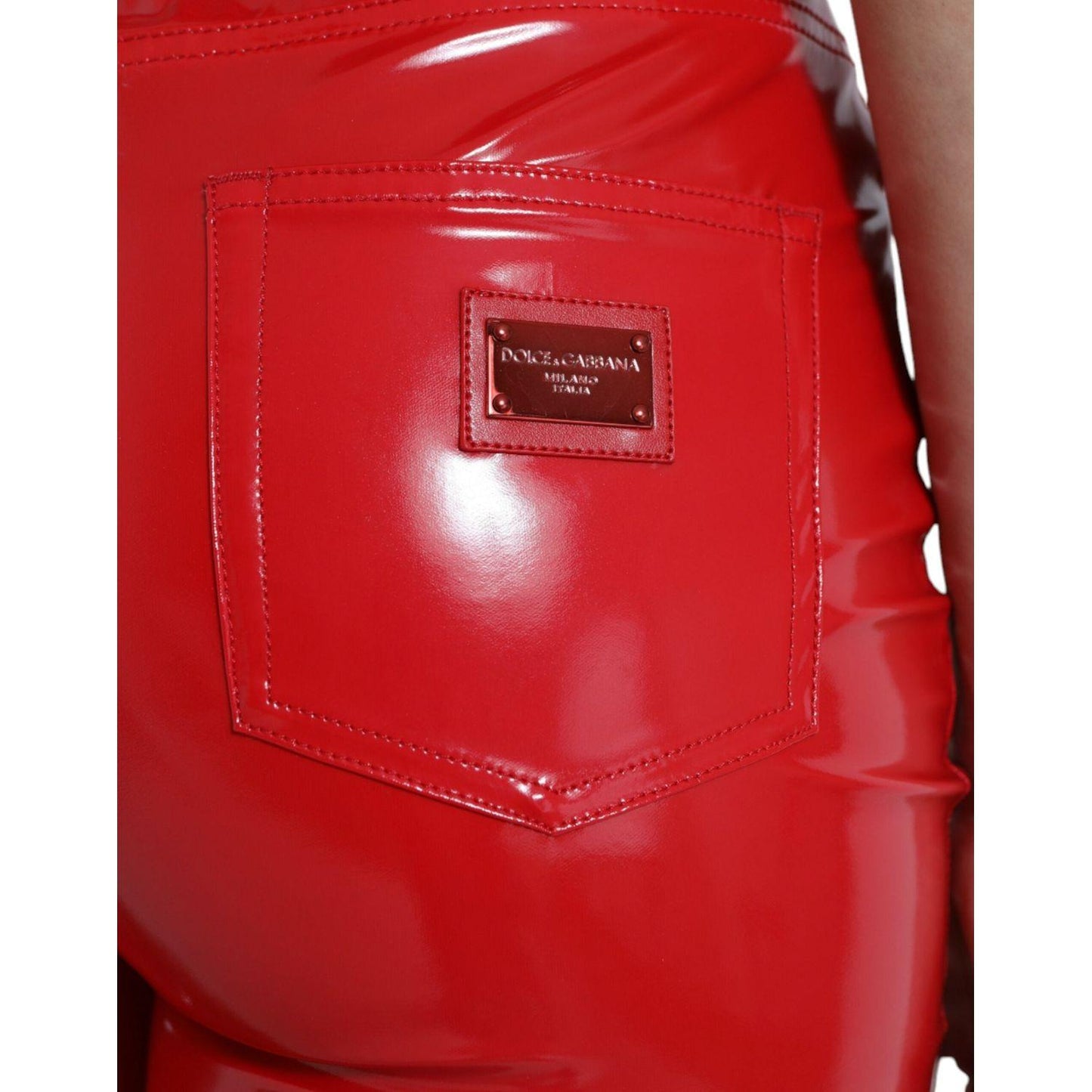 Dolce & Gabbana High Waist Red Skinny Pants - Sleek and Chic Dolce & Gabbana Firebrick