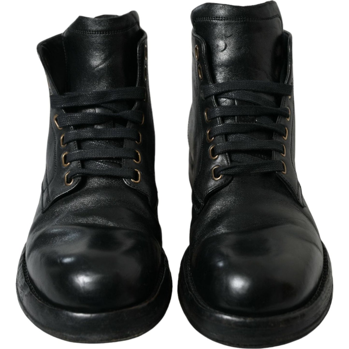 Dolce & Gabbana Elegant Black Horse Leather Ankle Boots Dolce & Gabbana Black