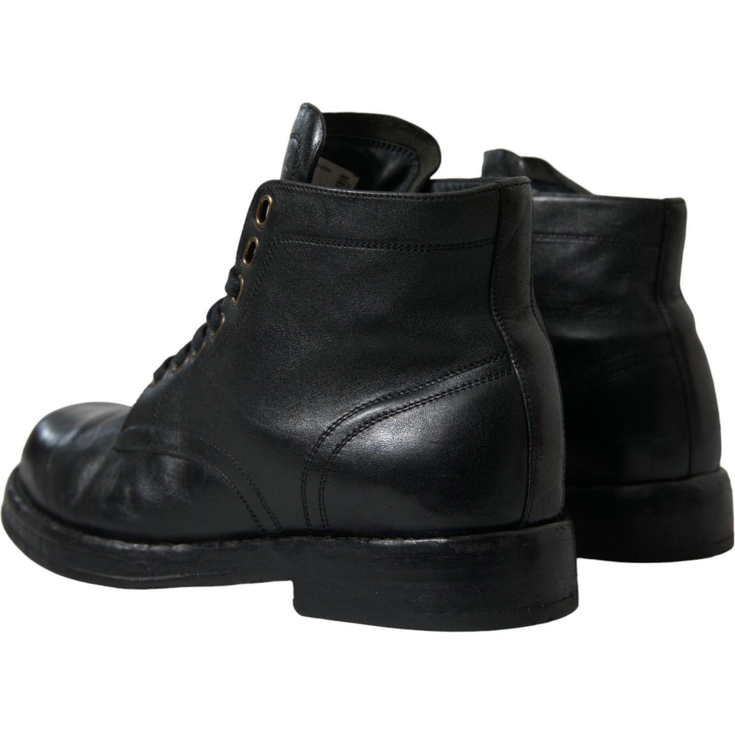 Dolce & Gabbana Elegant Black Horse Leather Ankle Boots Dolce & Gabbana Black
