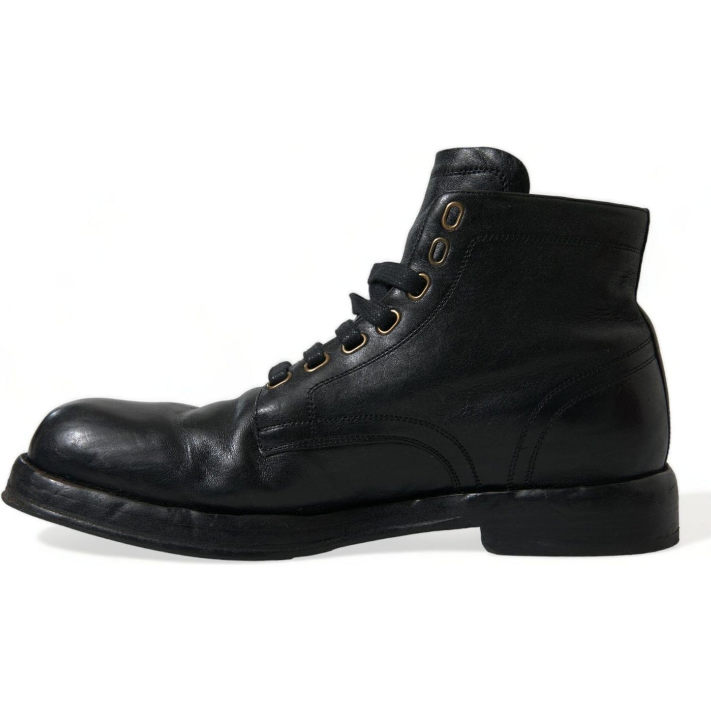 Dolce & Gabbana Elegant Black Horse Leather Ankle Boots Dolce & Gabbana Black