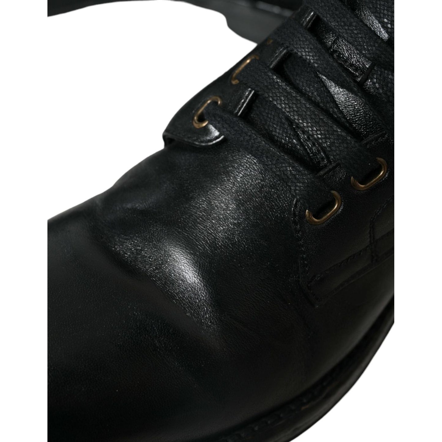 Dolce & Gabbana Elegant Black Horse Leather Ankle Boots Dolce & Gabbana Black