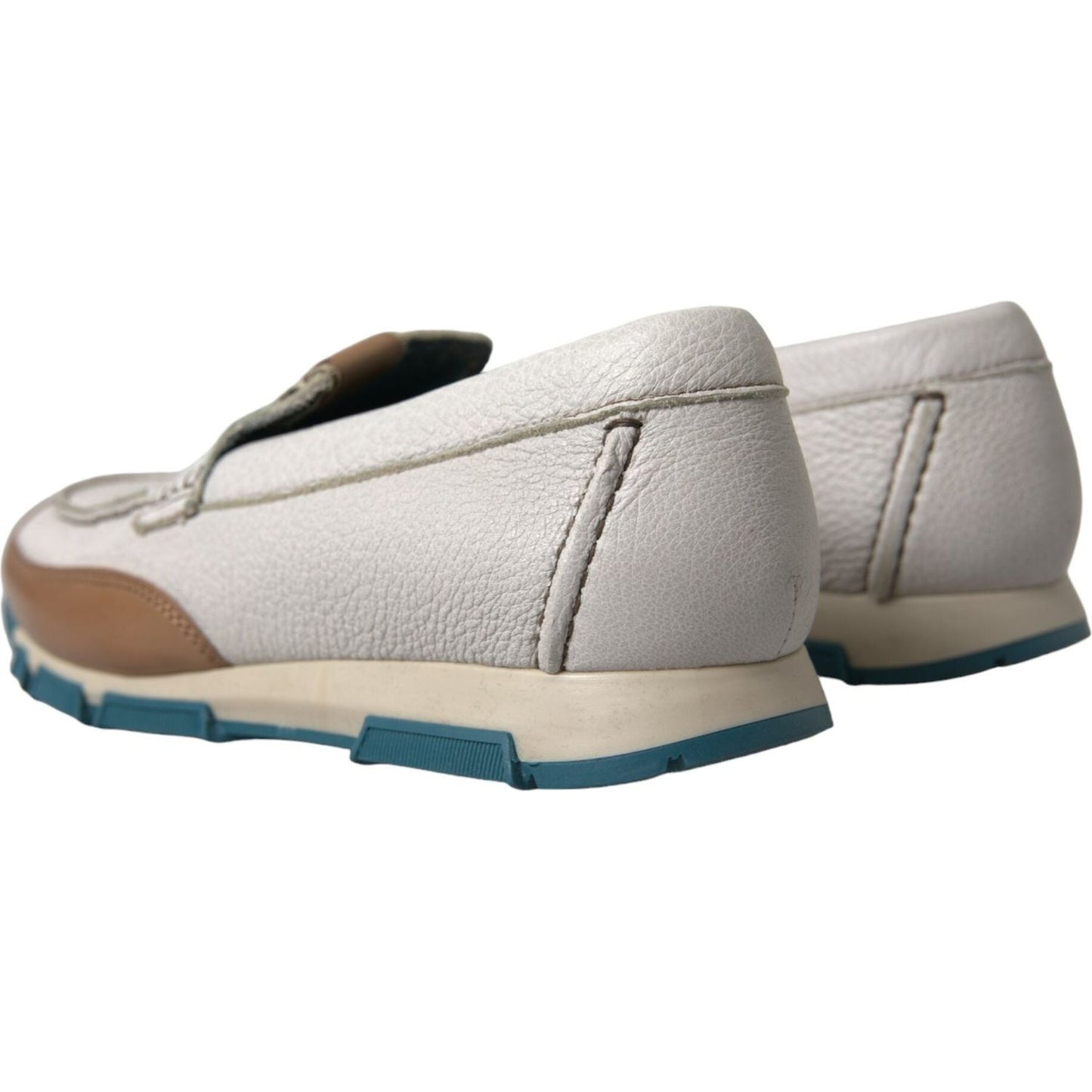 Dolce & Gabbana Elegant White Deerskin Loafers Dolce & Gabbana Gray