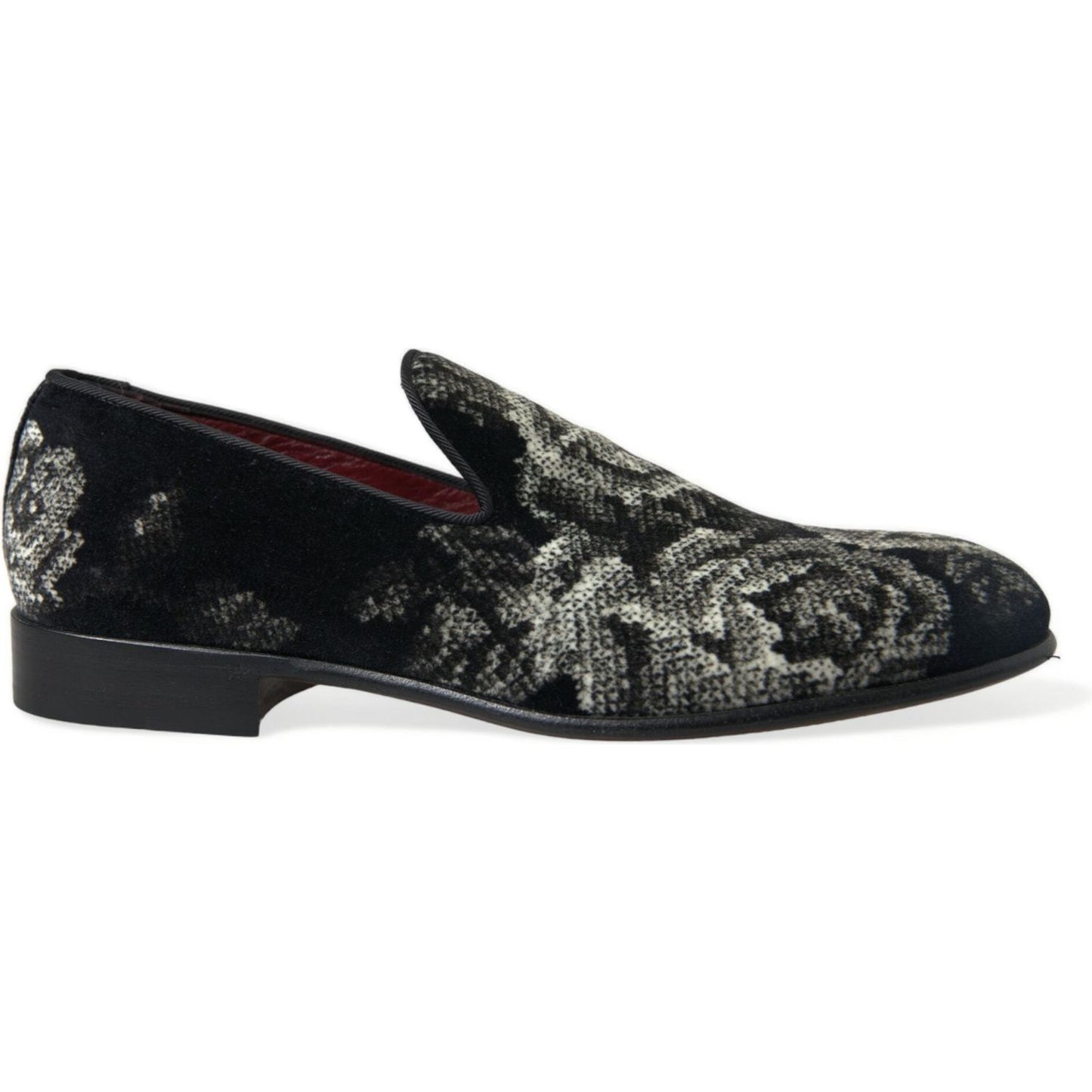 Dolce & Gabbana Elegant Floral Velvet Loafers Dolce & Gabbana Dark Slate Gray