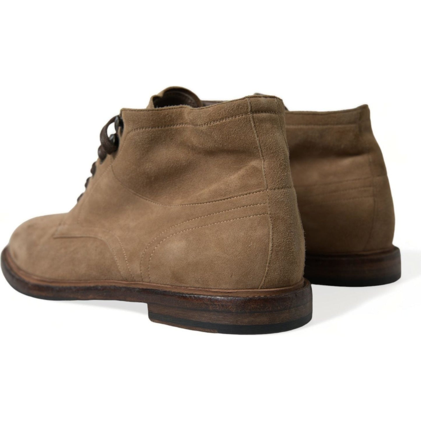 Dolce & Gabbana Elegant Leather Ankle Lace-Up Boots Dolce & Gabbana Dark Olive Green