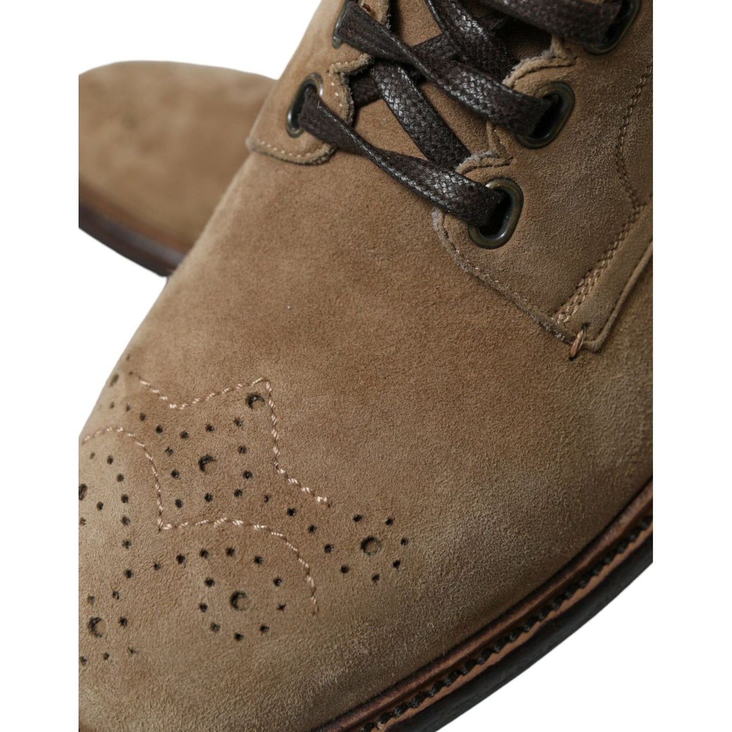 Dolce & Gabbana Elegant Leather Ankle Lace-Up Boots Dolce & Gabbana Dim Gray