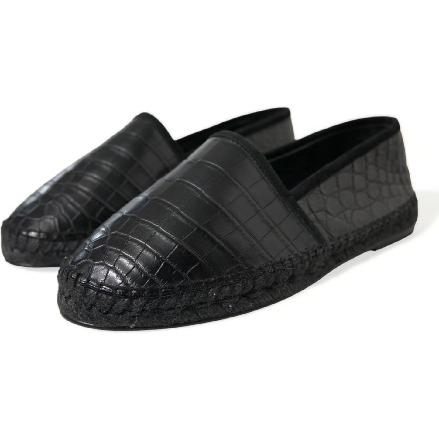Dolce & Gabbana Exotic Black Leather Espadrilles Dolce & Gabbana Dark Slate Gray