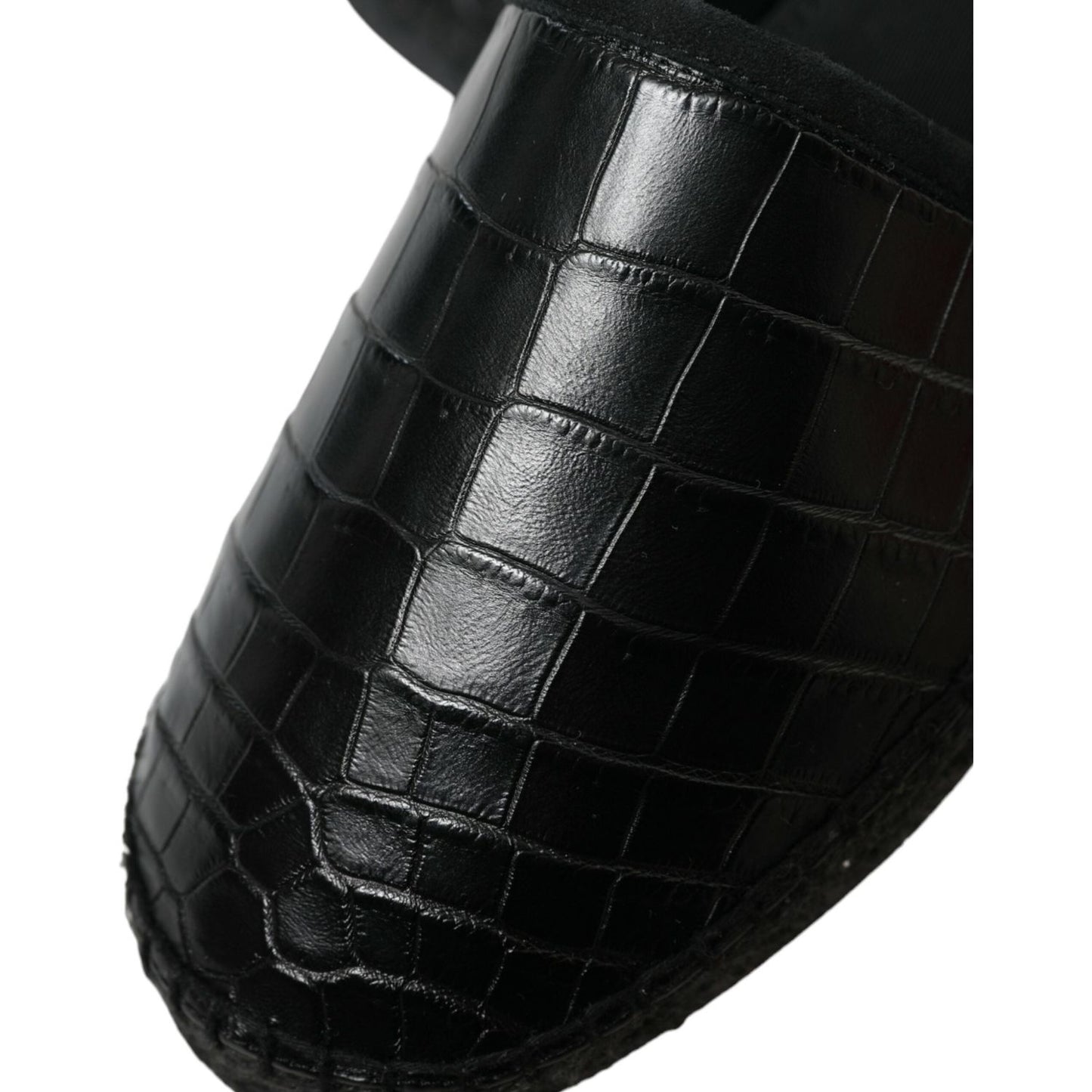 Dolce & Gabbana Exotic Black Leather Espadrilles Dolce & Gabbana Black