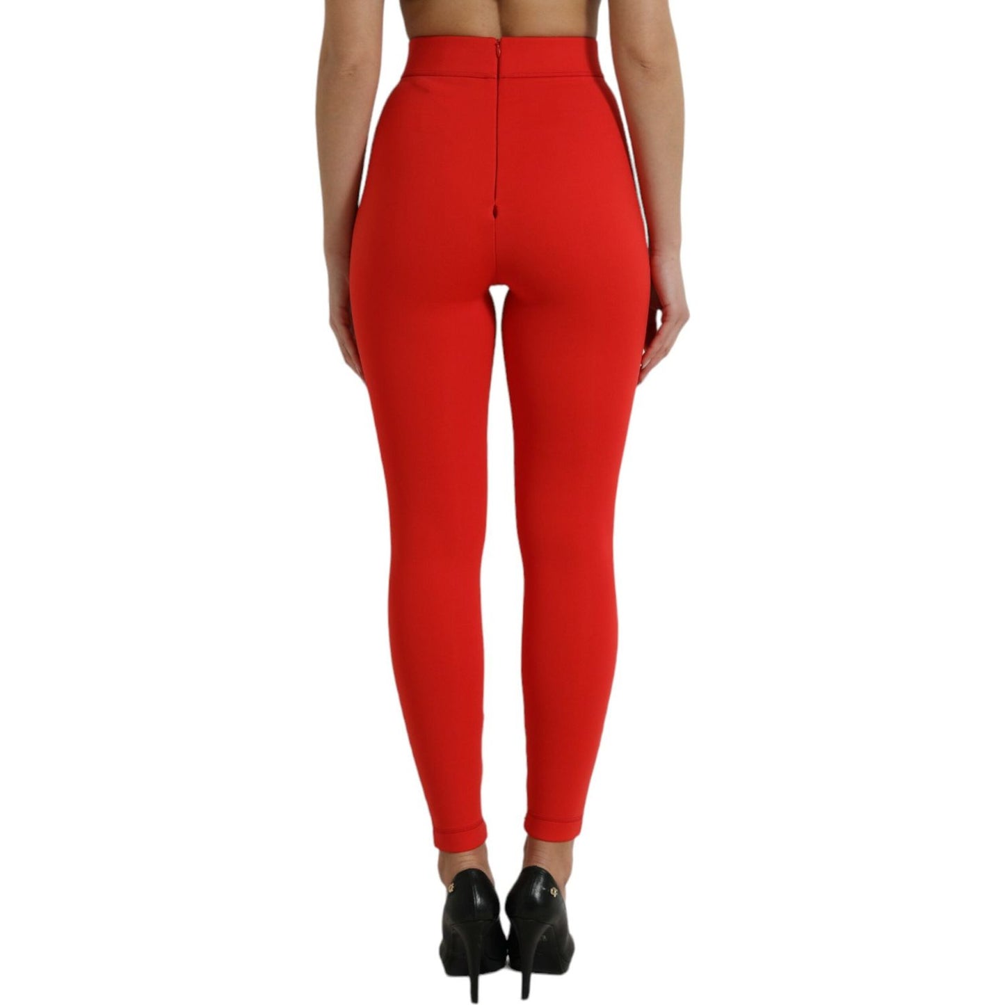 Dolce & Gabbana Elegant High Waist Red Leggings Dolce & Gabbana Firebrick