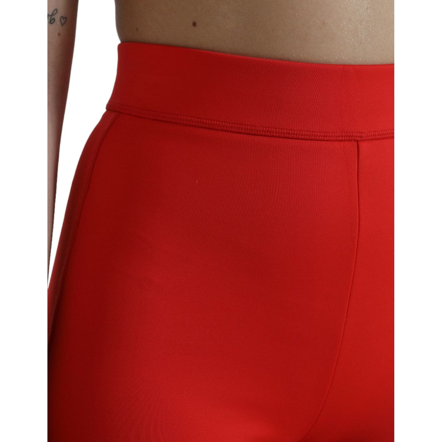 Dolce & Gabbana Elegant High Waist Red Leggings Dolce & Gabbana Firebrick
