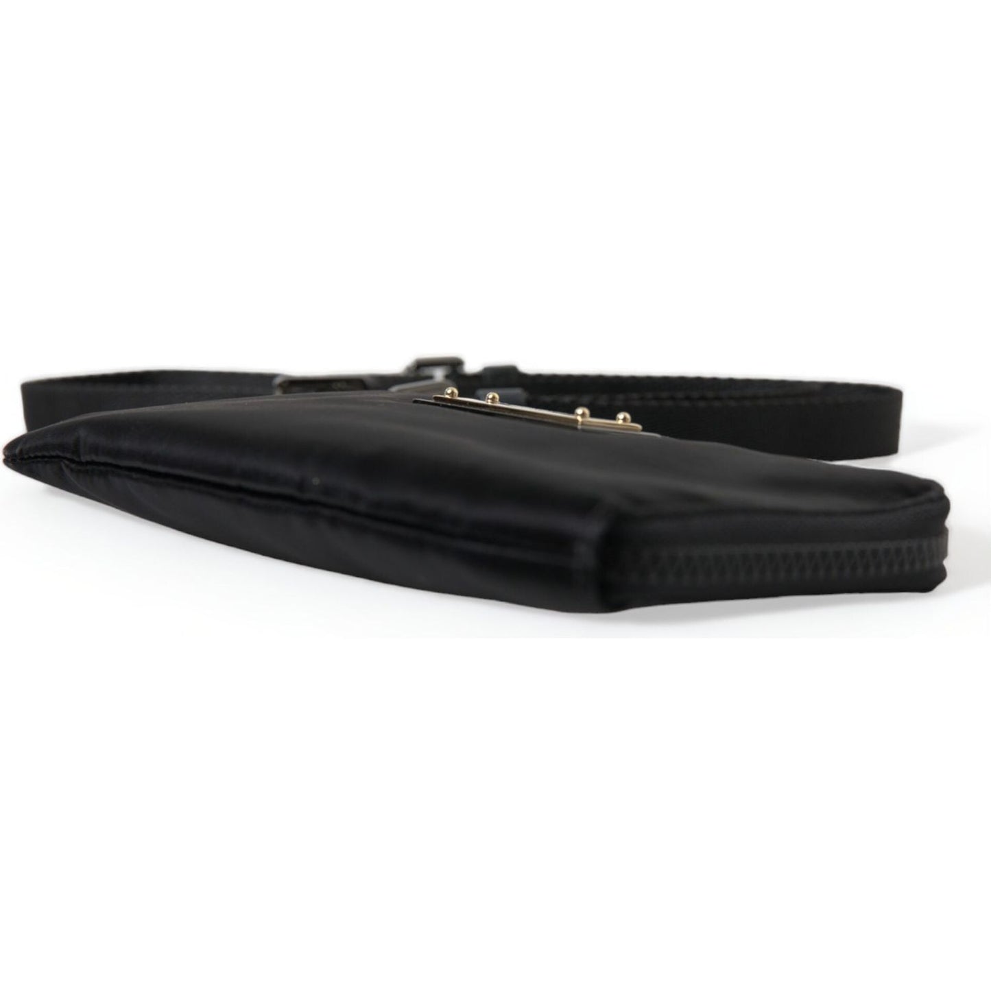 Dolce & Gabbana Black Nylon Logo Plaque Keyring Pouch Clutch Bag BAG1373