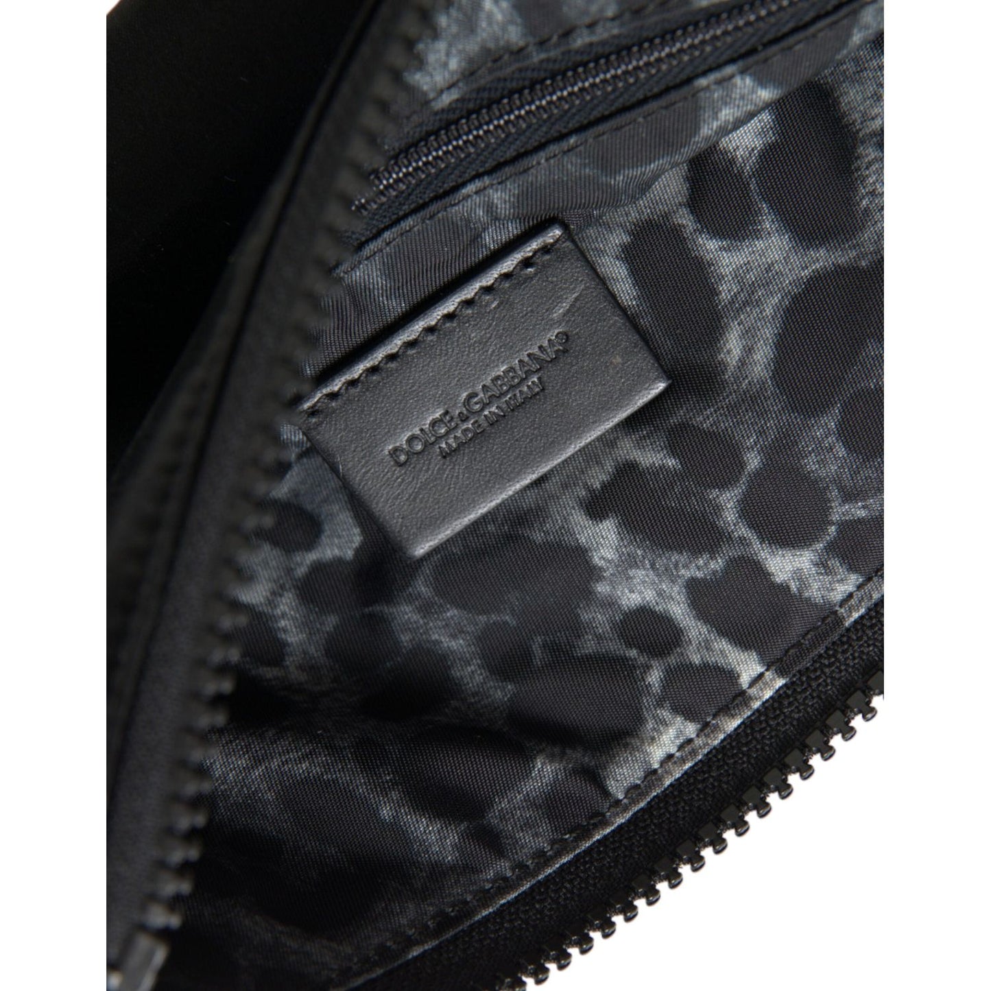Dolce & Gabbana Black Nylon Logo Plaque Keyring Pouch Clutch Bag BAG1373