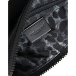 Dolce & Gabbana Black Nylon Logo Plaque Keyring Pouch Clutch Bag BAG1373