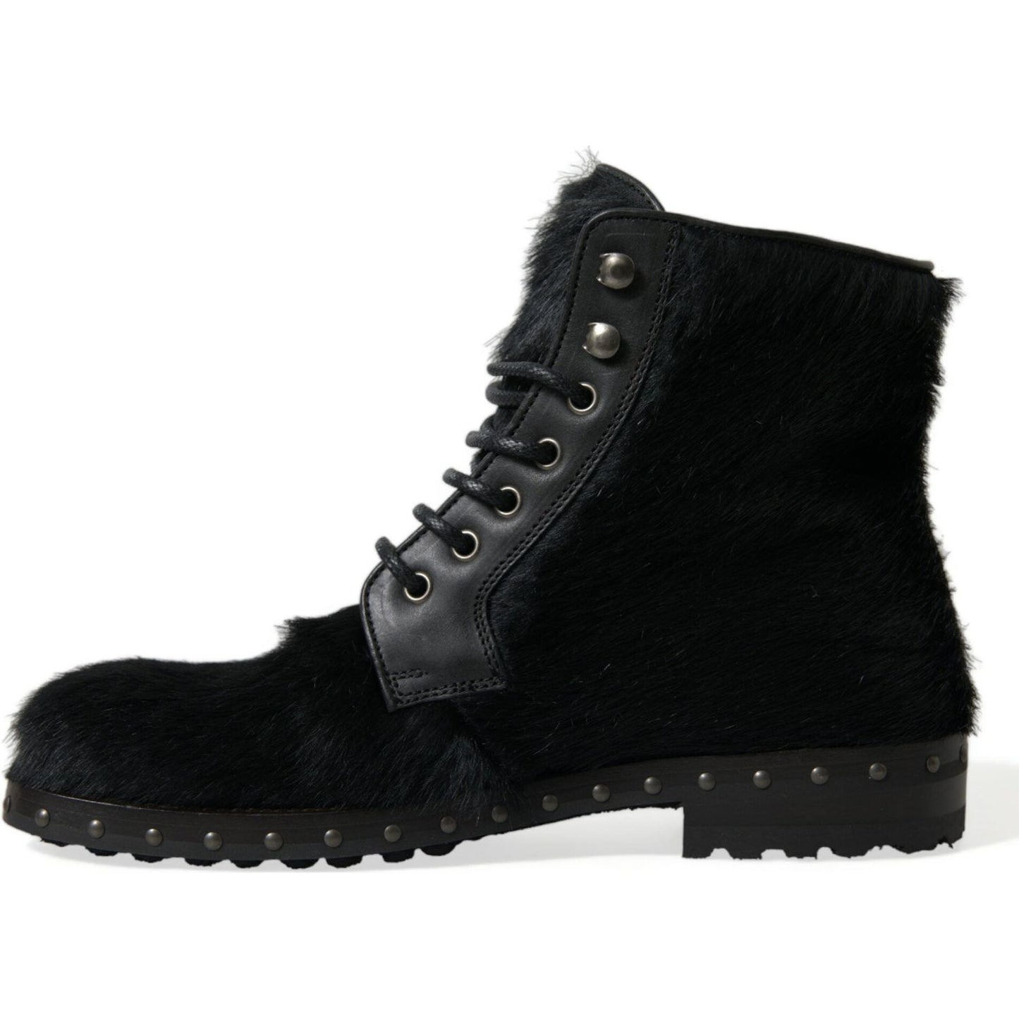 Dolce & Gabbana Elegant Black Calf Leather Lace-Up Boots Dolce & Gabbana Black