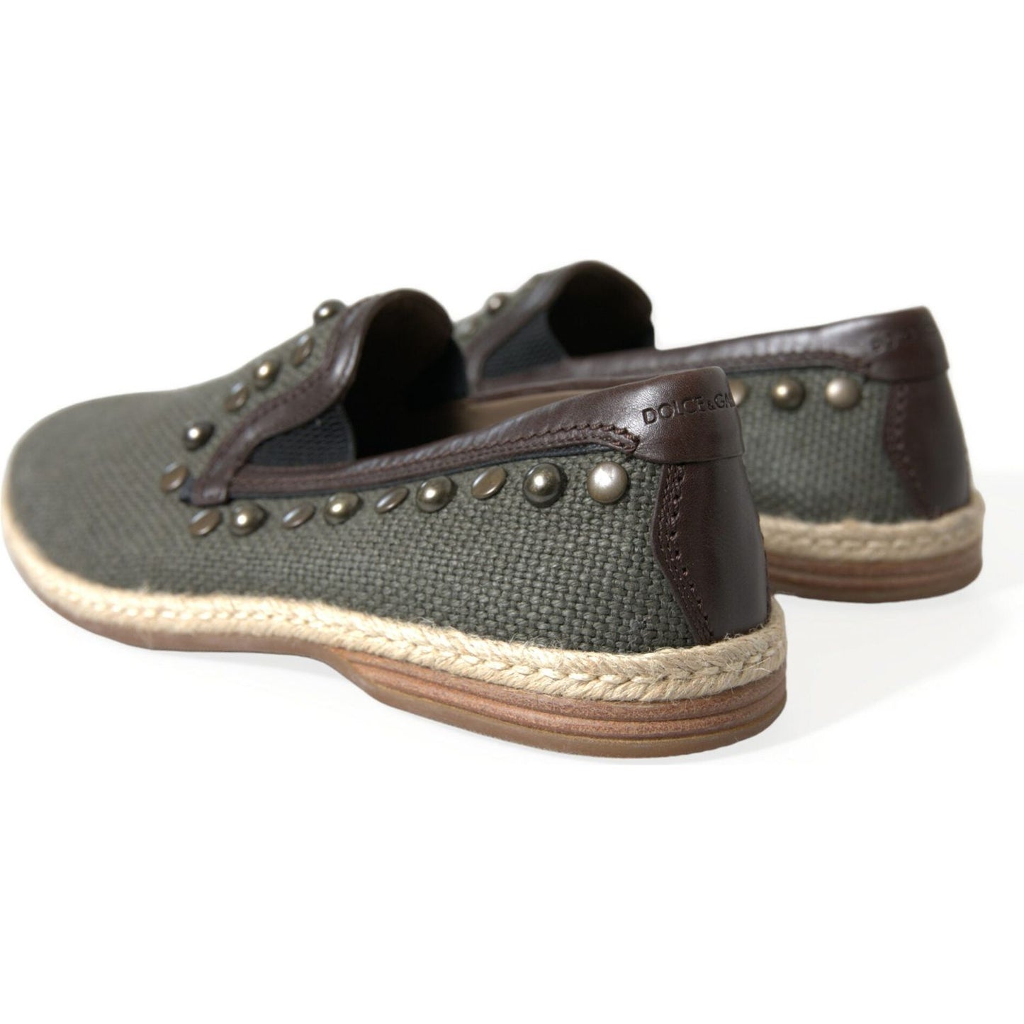 Dolce & Gabbana Studded Canvas Loafer Slipper Shoes Dolce & Gabbana Dark Slate Gray
