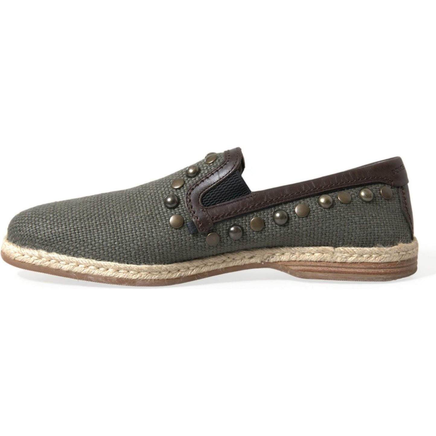 Dolce & Gabbana Studded Canvas Loafer Slipper Shoes Dolce & Gabbana Dark Slate Gray