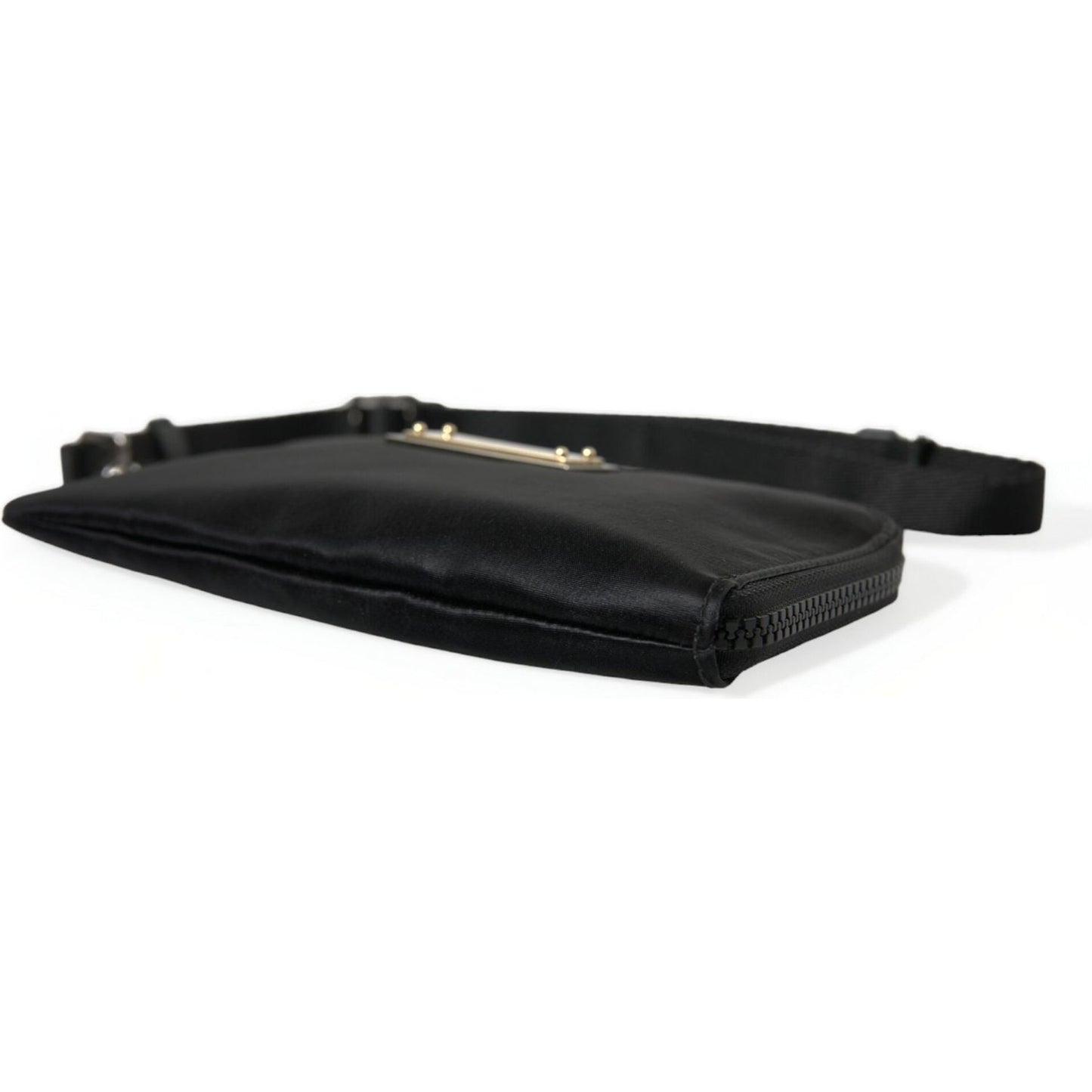Dolce & Gabbana Elegant Black Nylon Leather Pouch with Silver Details Dolce & Gabbana Dark Slate Gray