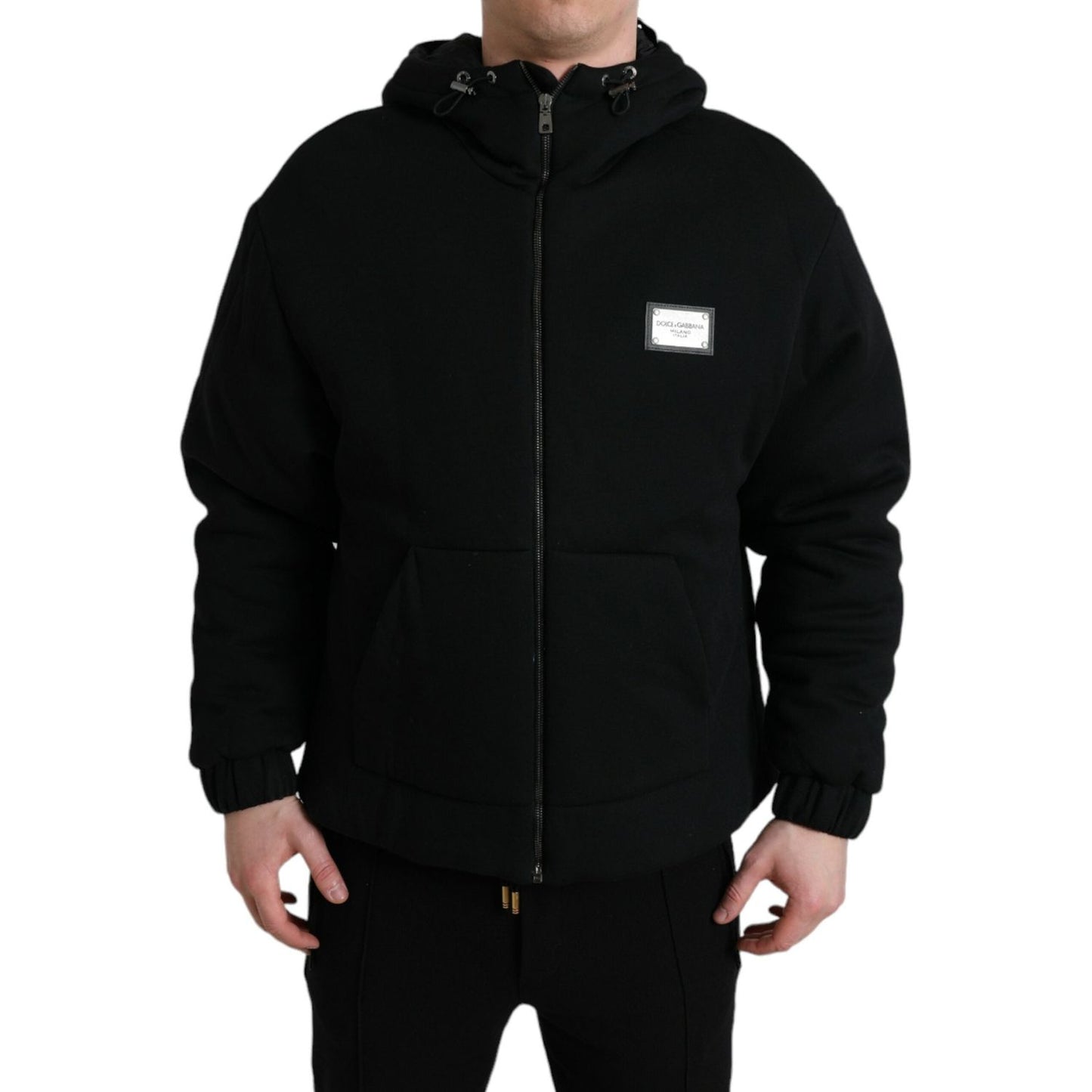 Dolce & Gabbana Elegant Black Bomber Jacket with Hood Dolce & Gabbana Black