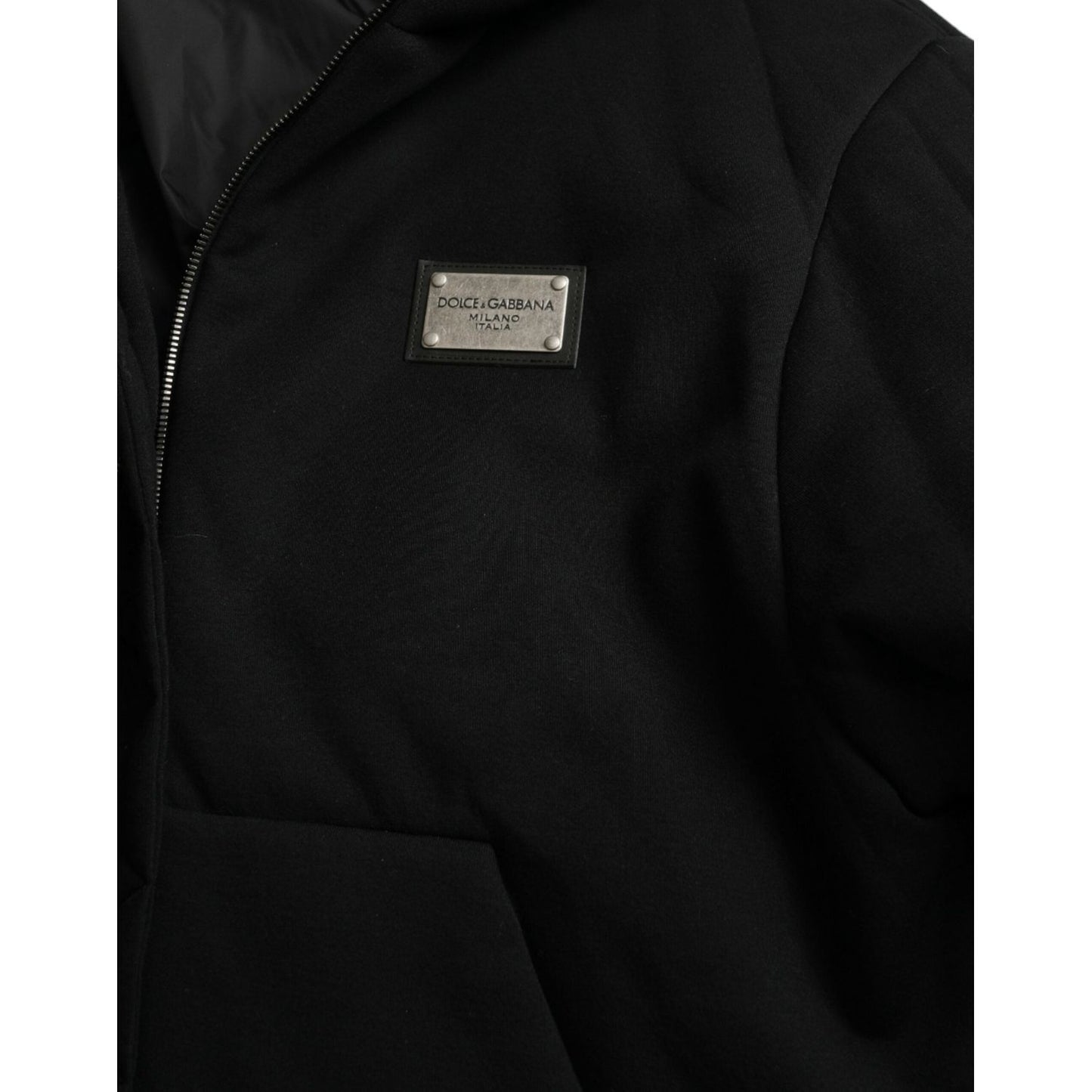 Dolce & Gabbana Elegant Black Bomber Jacket with Hood Dolce & Gabbana Black