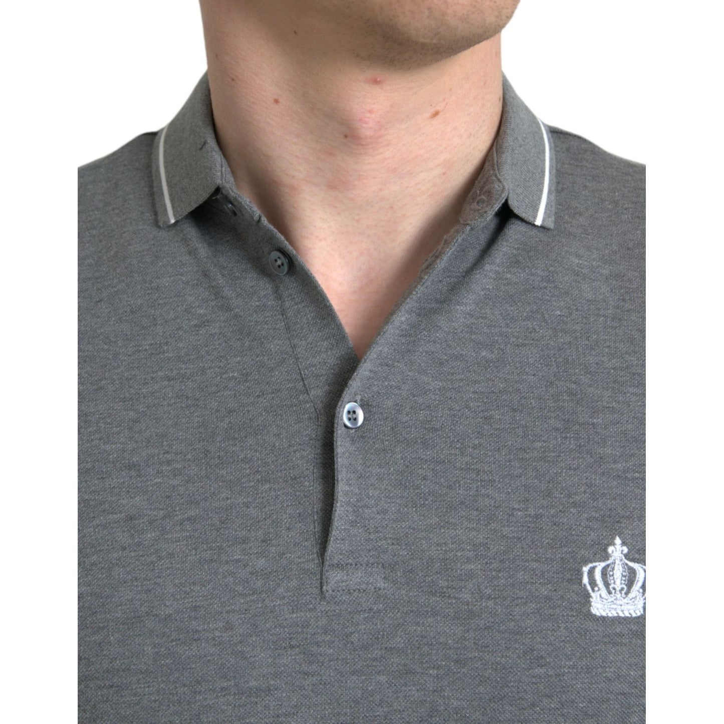 Dolce & Gabbana Elegant Grey Cotton Polo T-Shirt Dolce & Gabbana Dim Gray