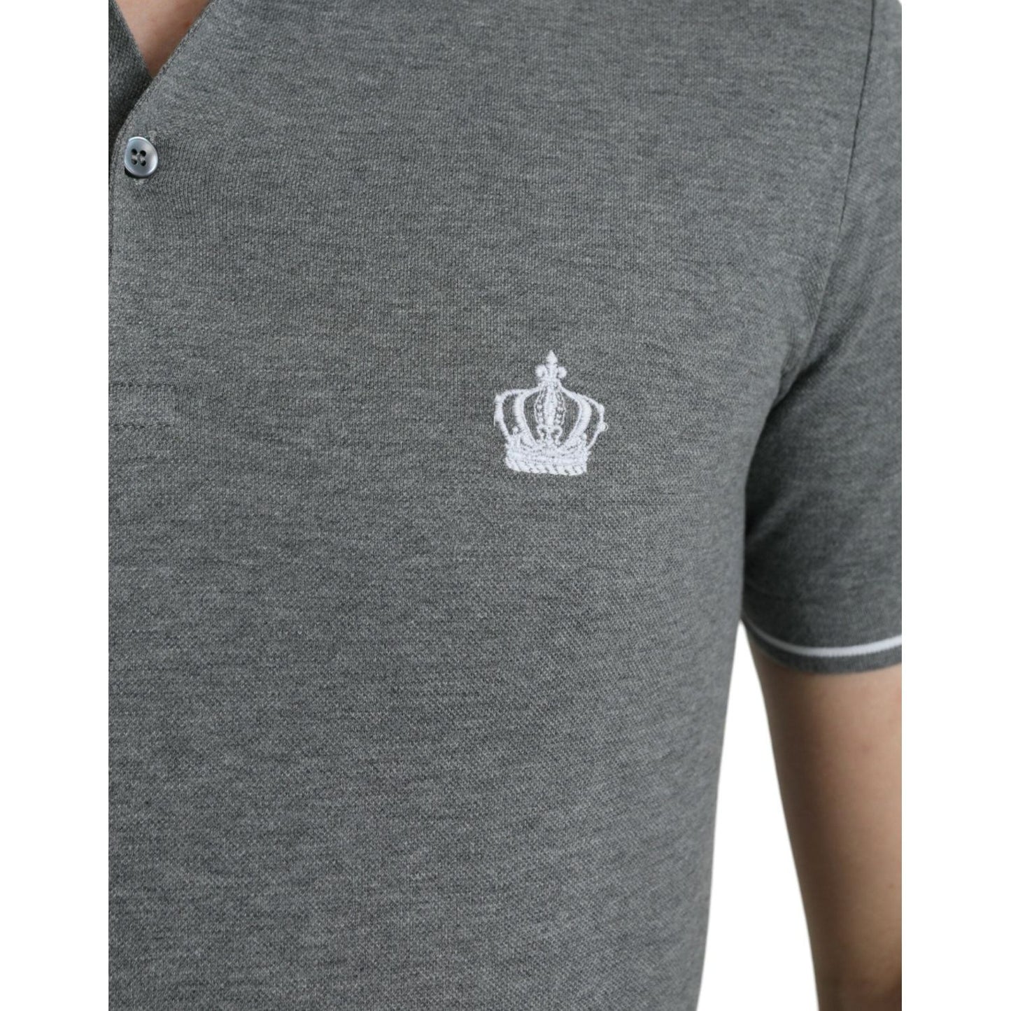 Dolce & Gabbana Elegant Grey Cotton Polo T-Shirt Dolce & Gabbana Dim Gray