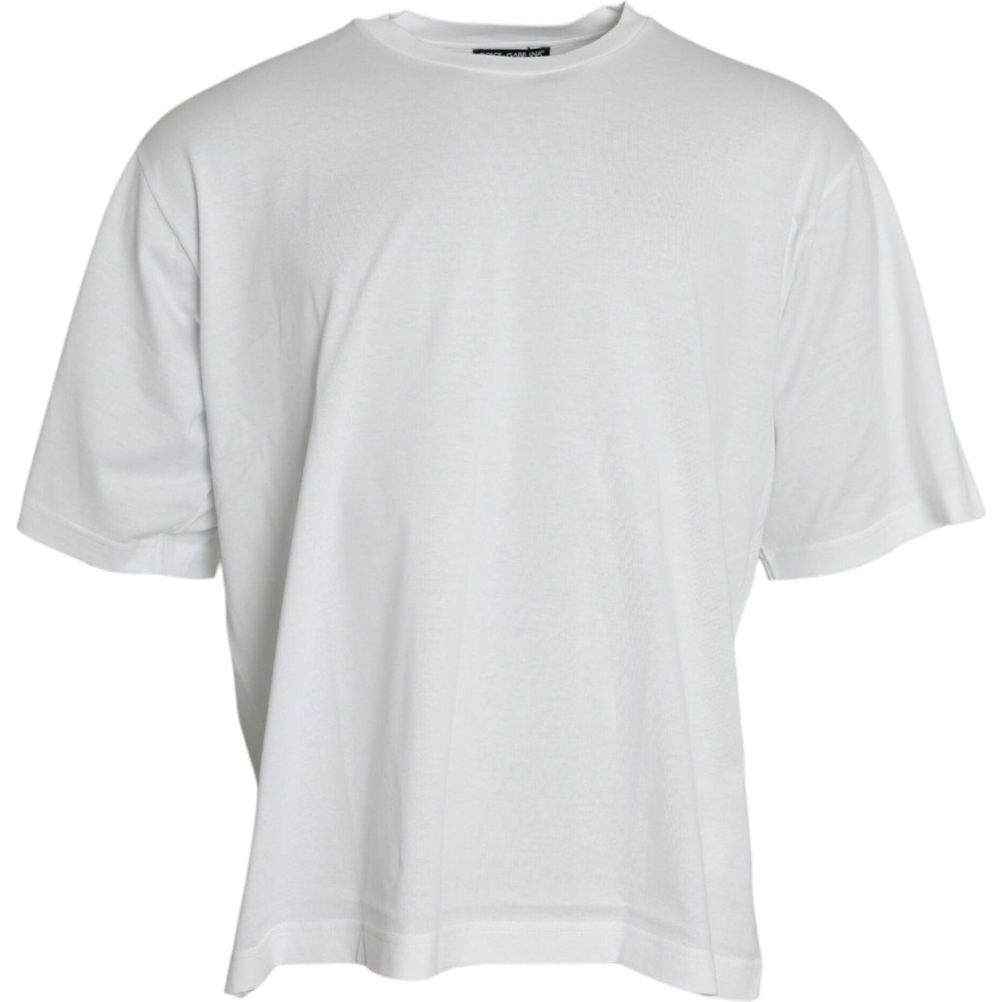 Dolce & Gabbana Elegant White Crew Neck Luxury Tee Dolce & Gabbana Light Gray