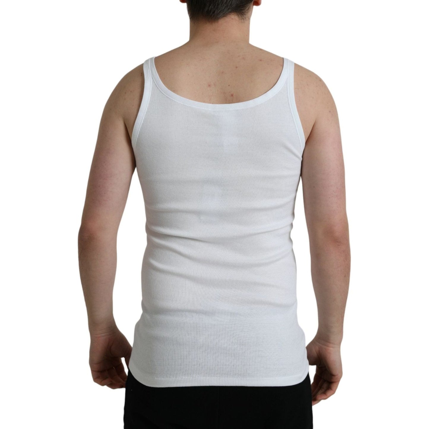 Dolce & Gabbana Elegant White Cotton Tank T-Shirt Dolce & Gabbana Gray