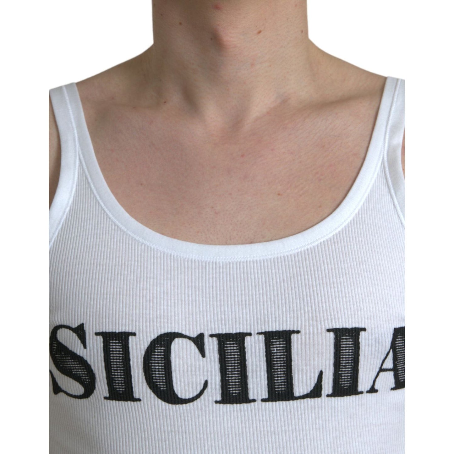 Dolce & Gabbana Elegant White Cotton Tank T-Shirt Dolce & Gabbana Gray