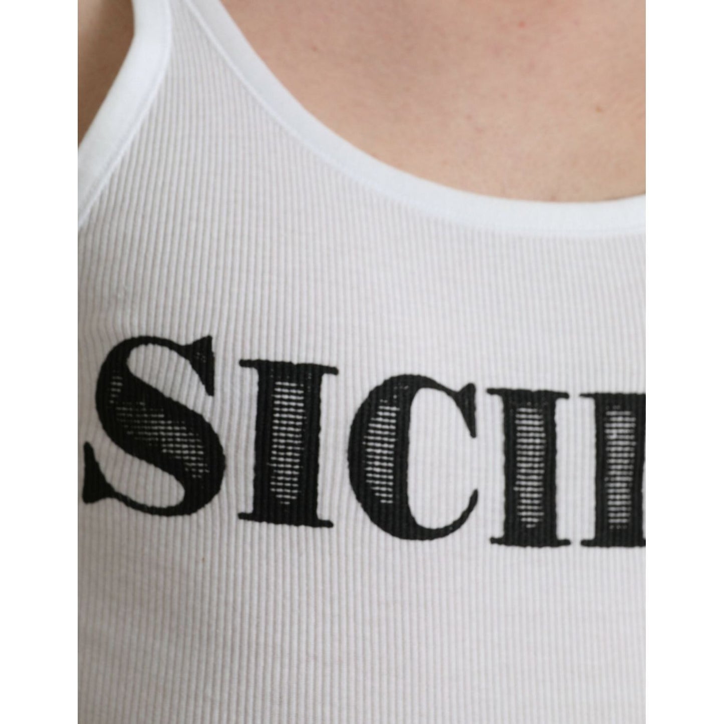 Dolce & Gabbana Elegant White Cotton Tank T-Shirt Dolce & Gabbana Gray