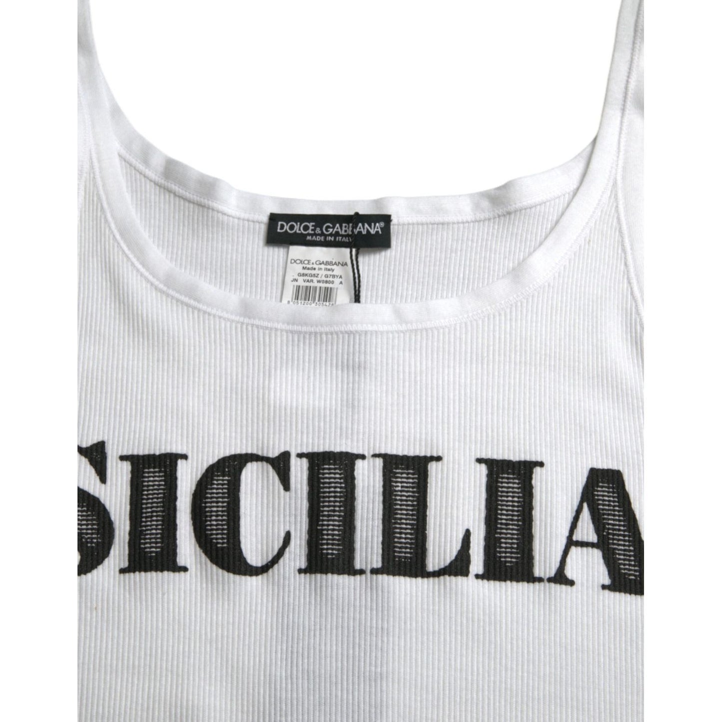 Dolce & Gabbana Elegant White Cotton Tank T-Shirt Dolce & Gabbana Light Gray