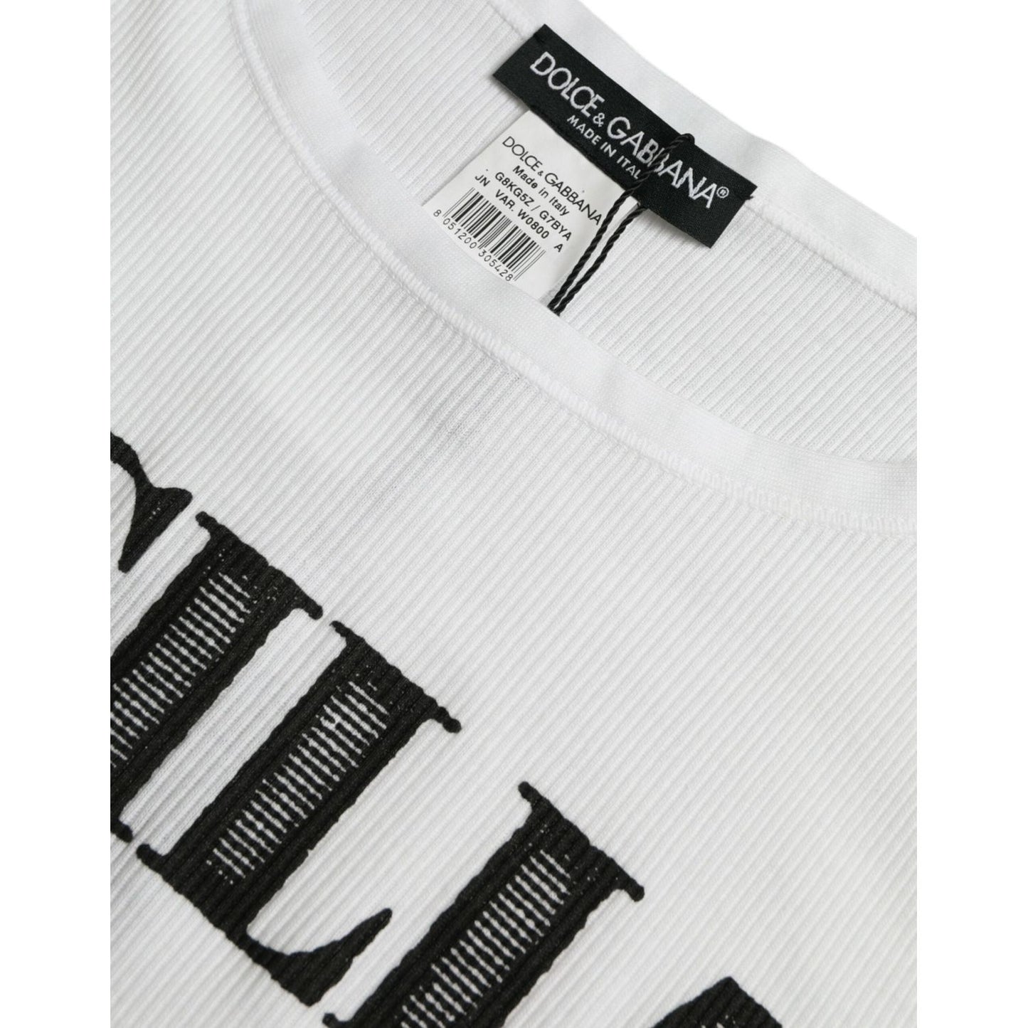 Dolce & Gabbana Elegant White Cotton Tank T-Shirt Dolce & Gabbana Light Gray