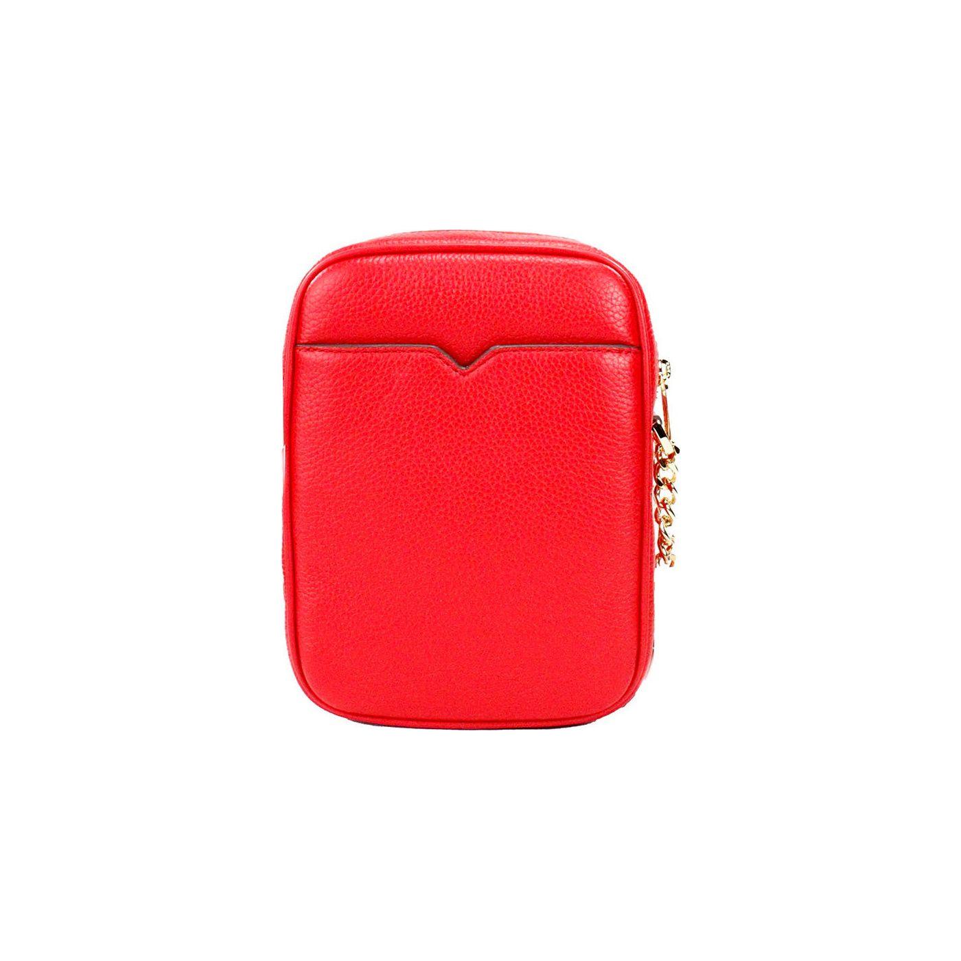Michael Kors Jet Set Bright Red Pebbled Leather North South Chain Crossbody Bag Michael Kors Red